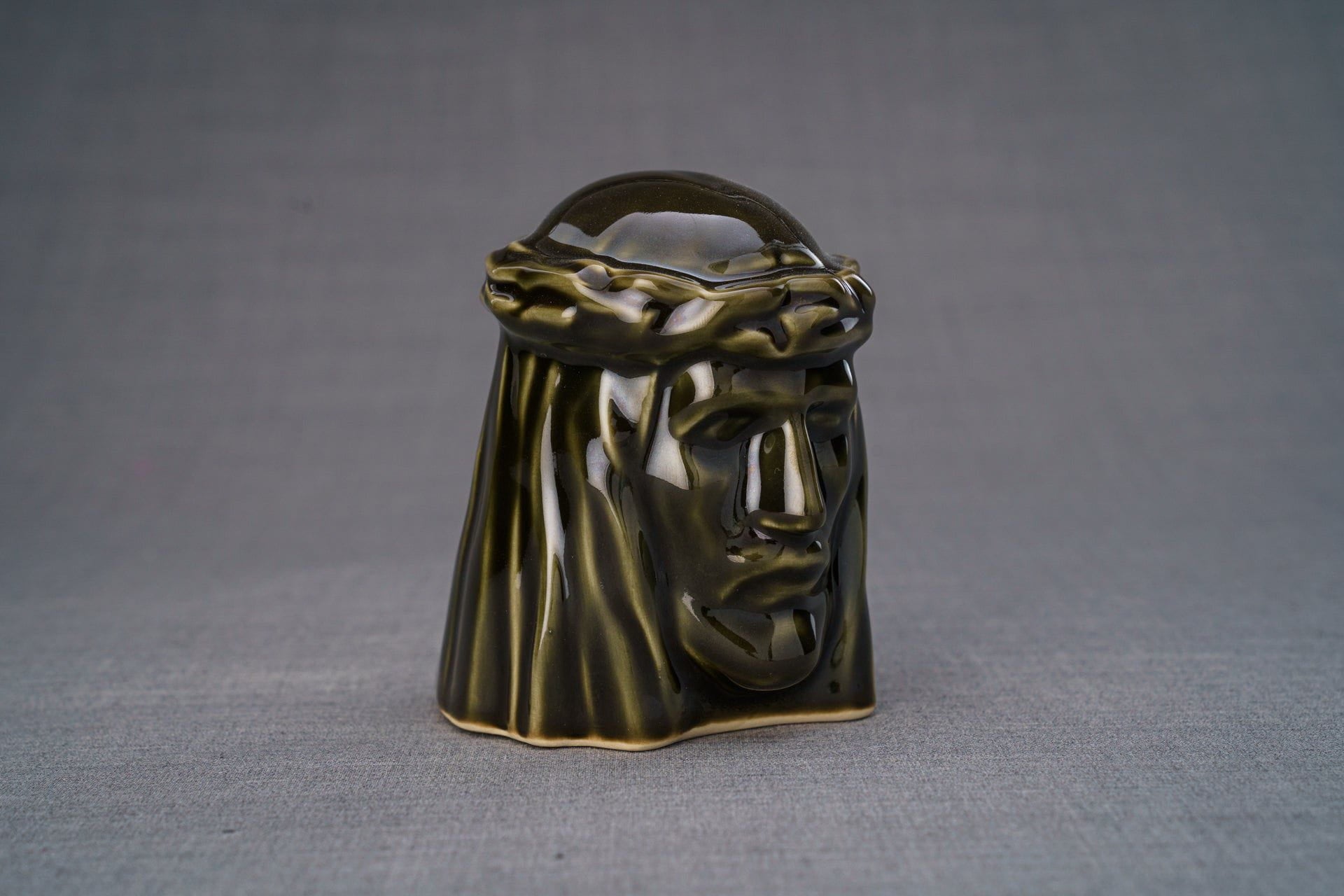 Pulvis Art Urns Keepsake Urn Handmade Mini Keepsake Urn "The Christ" - Oily Green | Ceramic