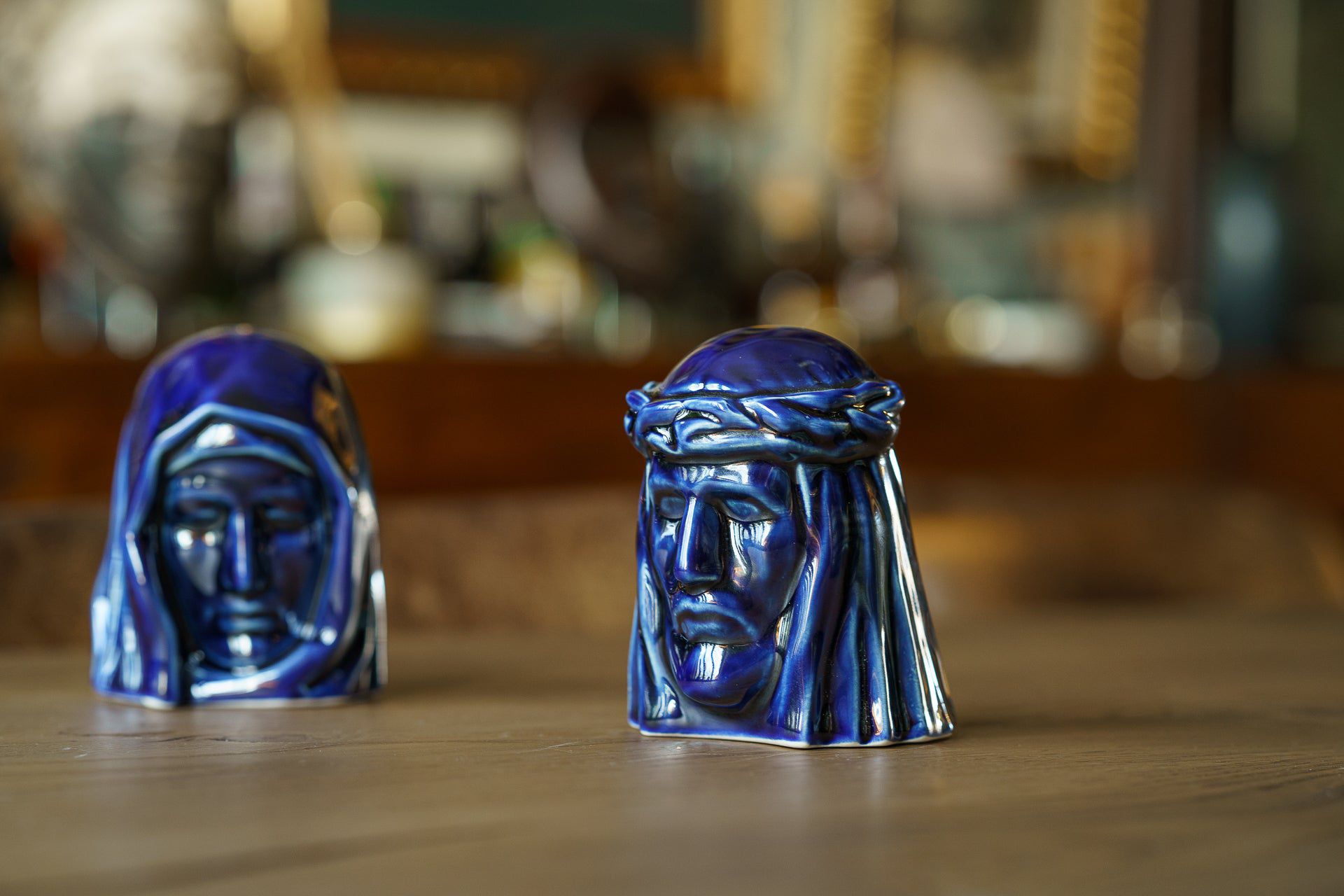 Pulvis Art Urns Keepsake Urn Handmade Mini Keepsake Urn "The Holy Mother" - Cobalt Metallic | Ceramic
