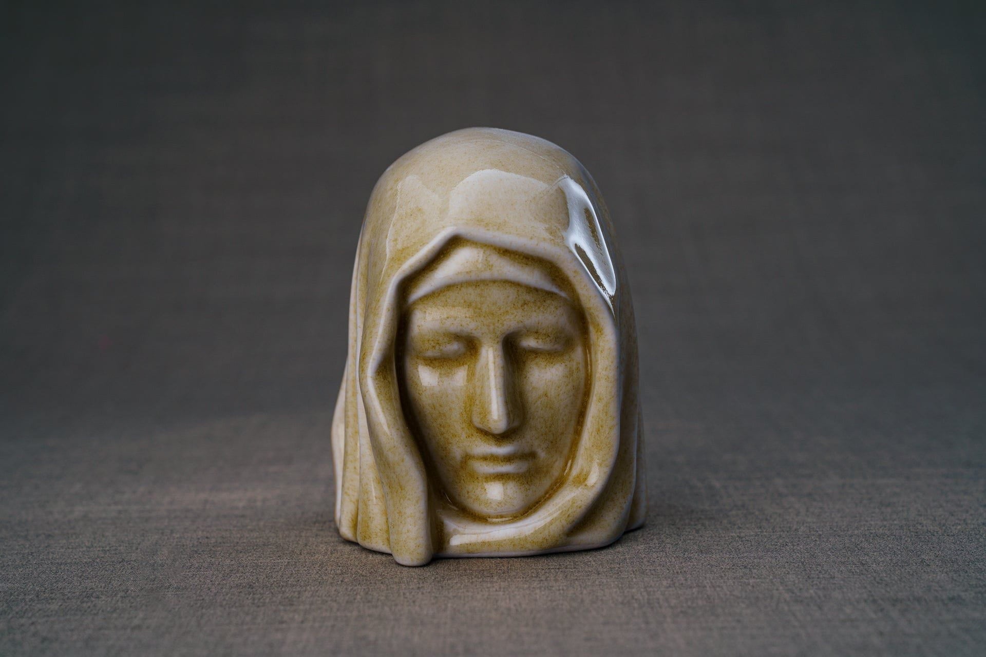 Pulvis Art Urns Keepsake Urn Handmade Mini Keepsake Urn "The Holy Mother" - Light Sand | Ceramic
