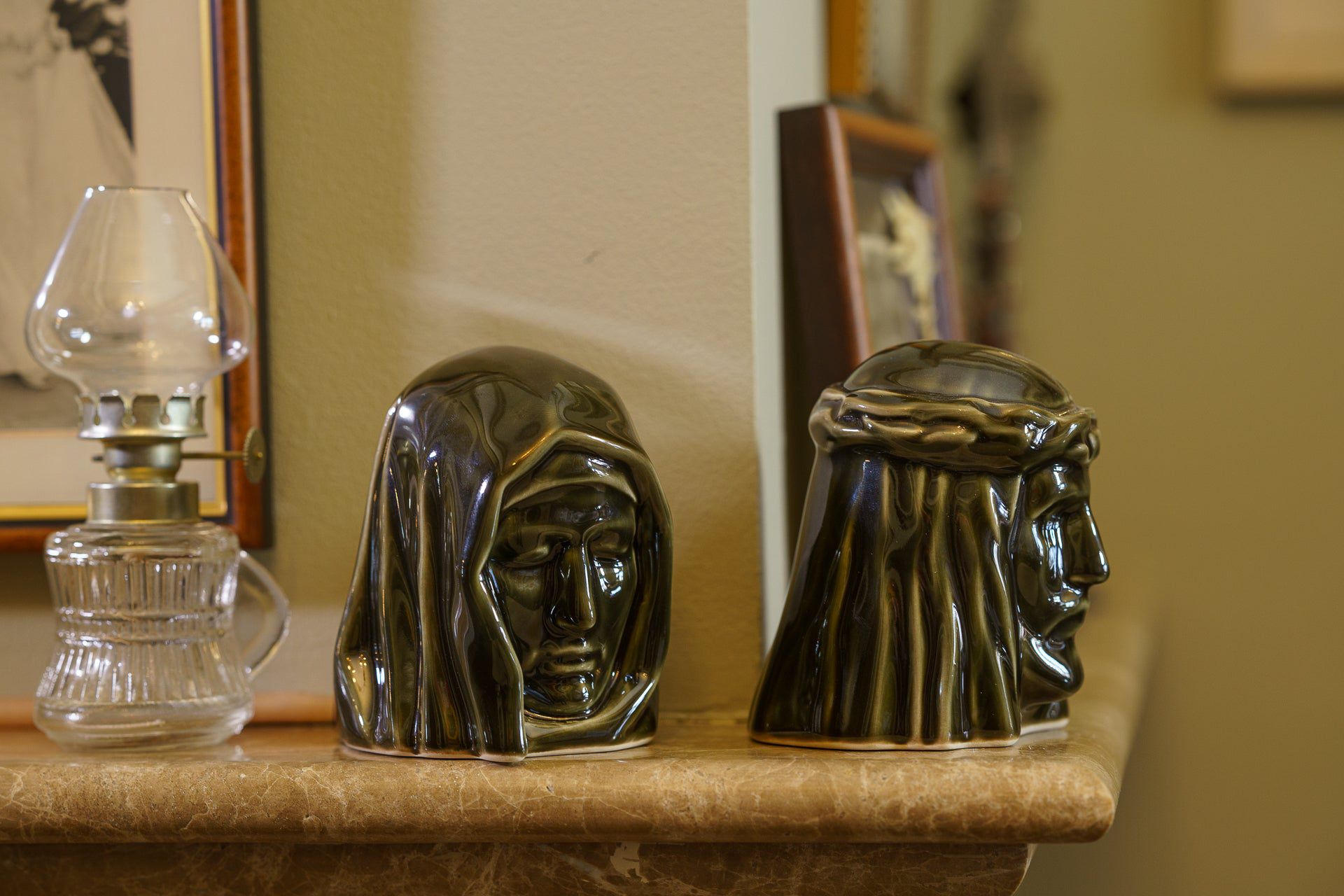 Pulvis Art Urns Keepsake Urn Handmade Mini Keepsake Urn "The Holy Mother" - Oily Green | Ceramic