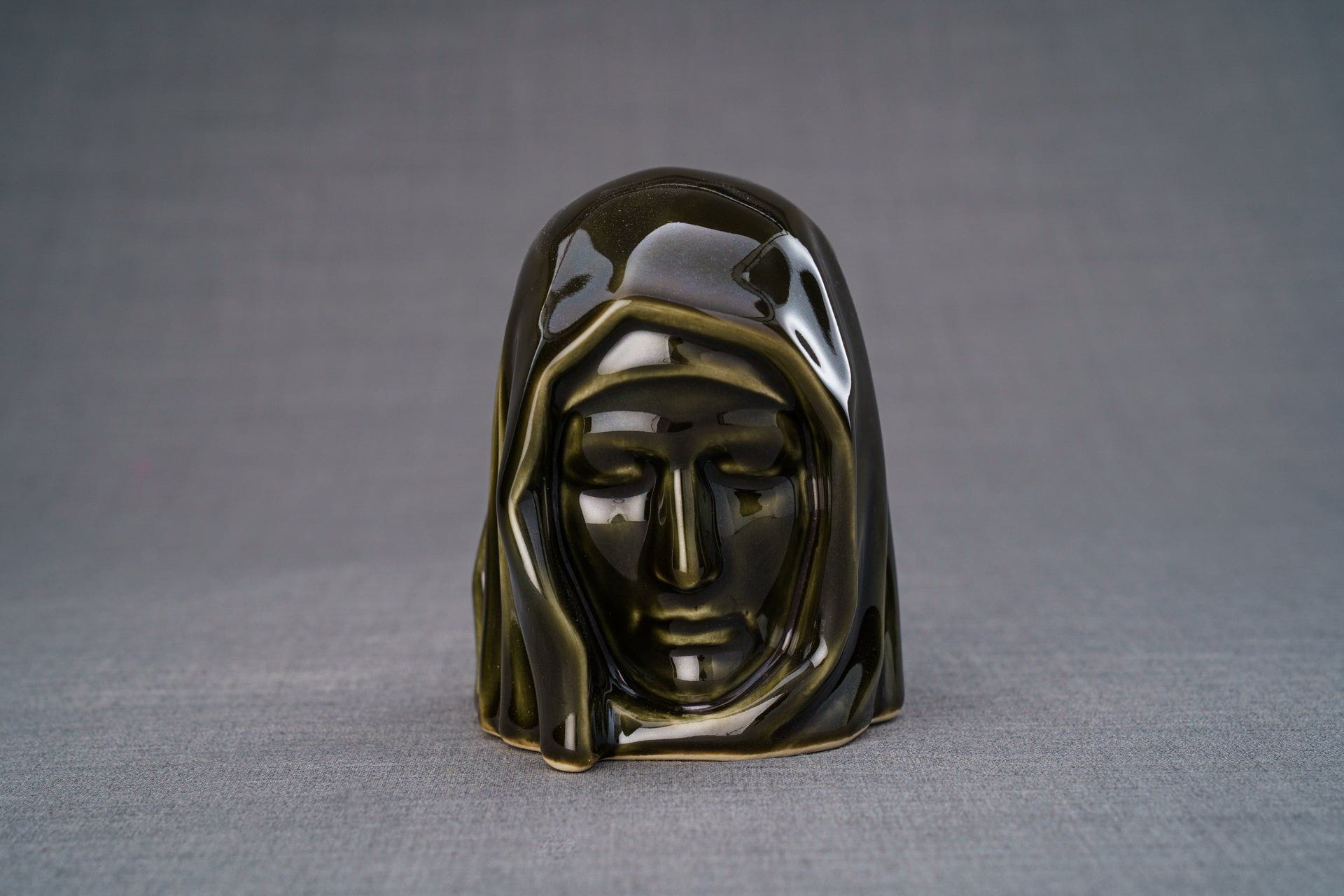 Pulvis Art Urns Keepsake Urn Handmade Mini Keepsake Urn "The Holy Mother" - Oily Green | Ceramic