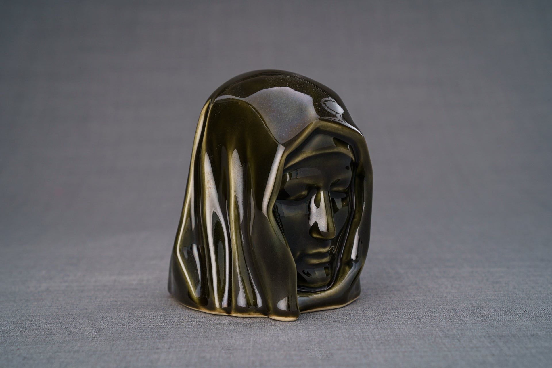 Pulvis Art Urns Keepsake Urn Handmade Mini Keepsake Urn "The Holy Mother" - Oily Green | Ceramic