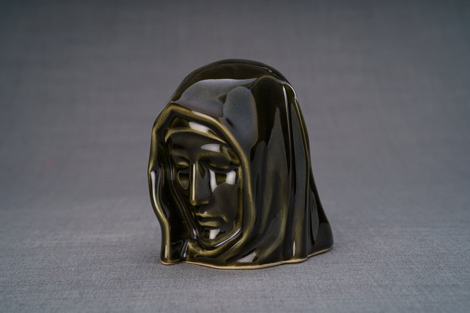 Pulvis Art Urns Keepsake Urn Handmade Mini Keepsake Urn "The Holy Mother" - Oily Green | Ceramic