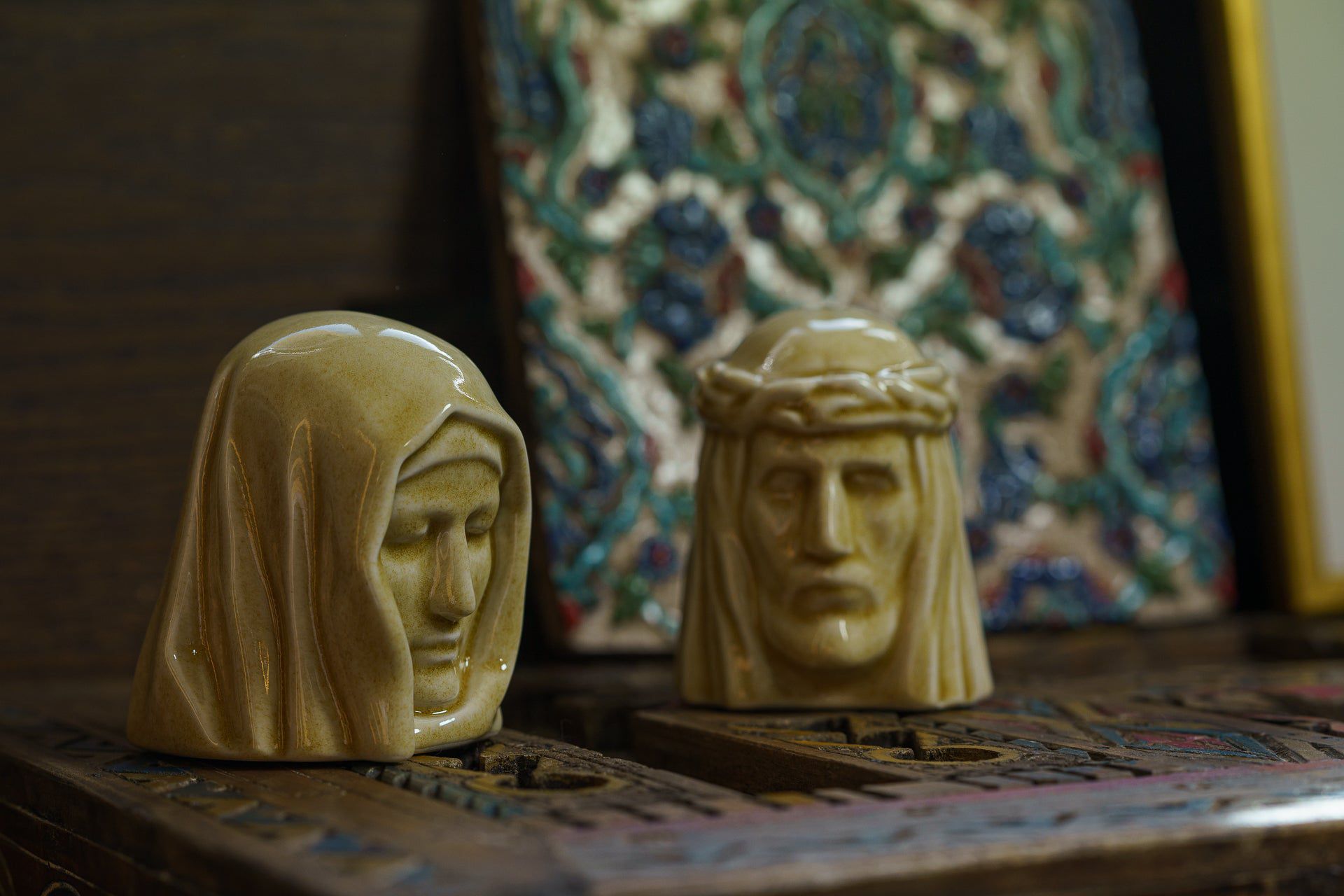 Pulvis Art Urns Keepsake Urn Handmade Mini Keepsake Urn "The Holy Mother" - Transparent | Ceramic