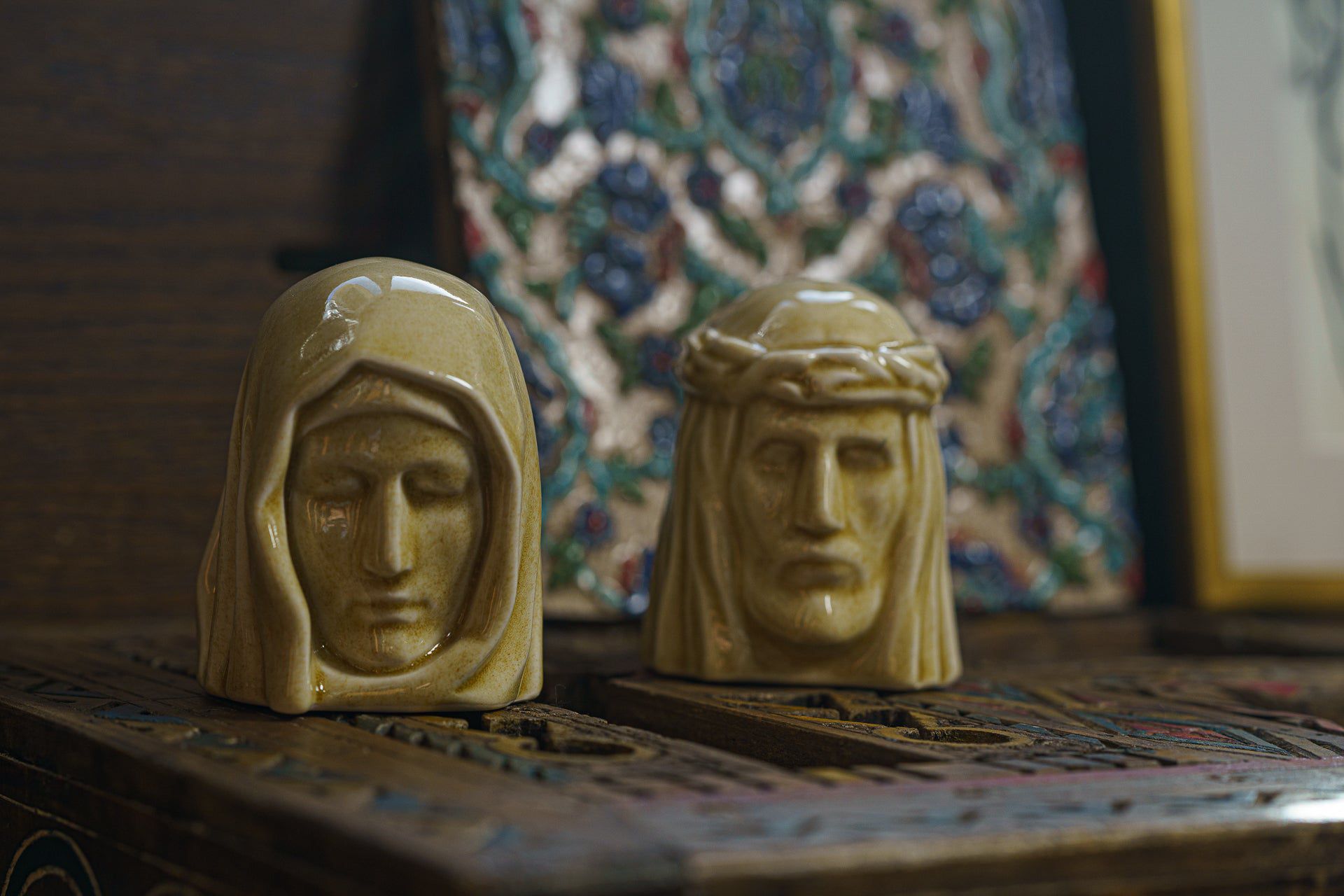 Pulvis Art Urns Keepsake Urn Handmade Mini Keepsake Urn "The Holy Mother" - Transparent | Ceramic