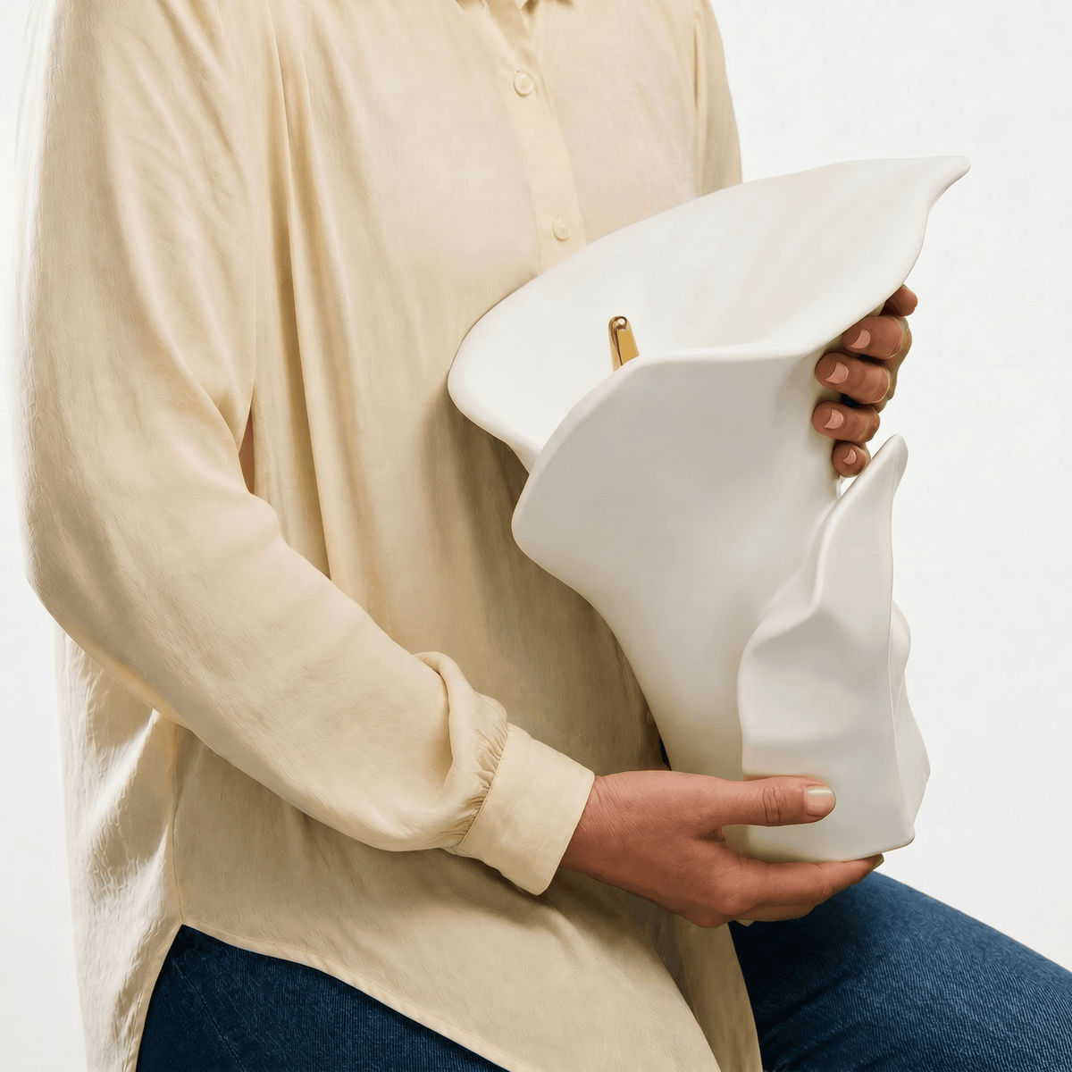 Pulvis Art Urns Medium Size Urn Calla Flower Memorial Urn for Ashes - Large Urn | White Matte