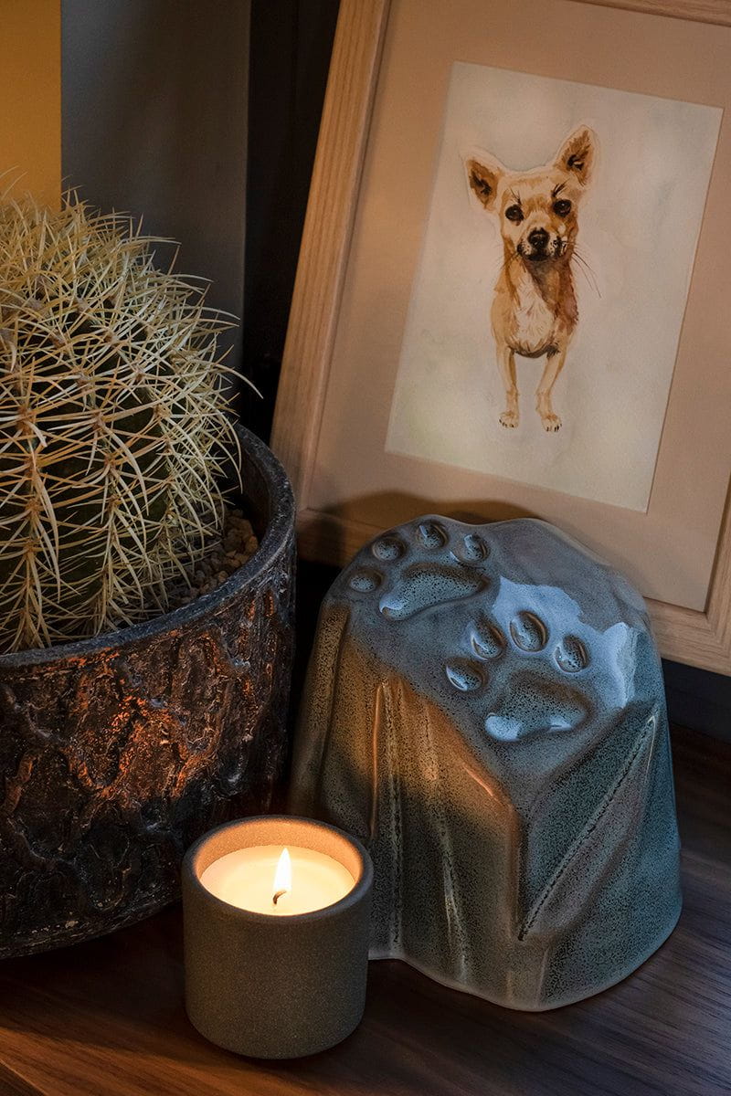 Pulvis Art Urns Memorial Bundle Paw Print Memorial Bundle - 4 Pieces - Portrait | Urn | Nameplate Holder | Scented Candle