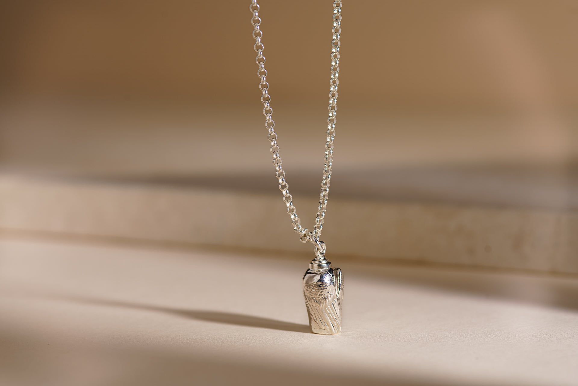 Pulvis Art Urns Memorial Cremation Necklace – Wings | Silver | Handmade Cremation Jewelry