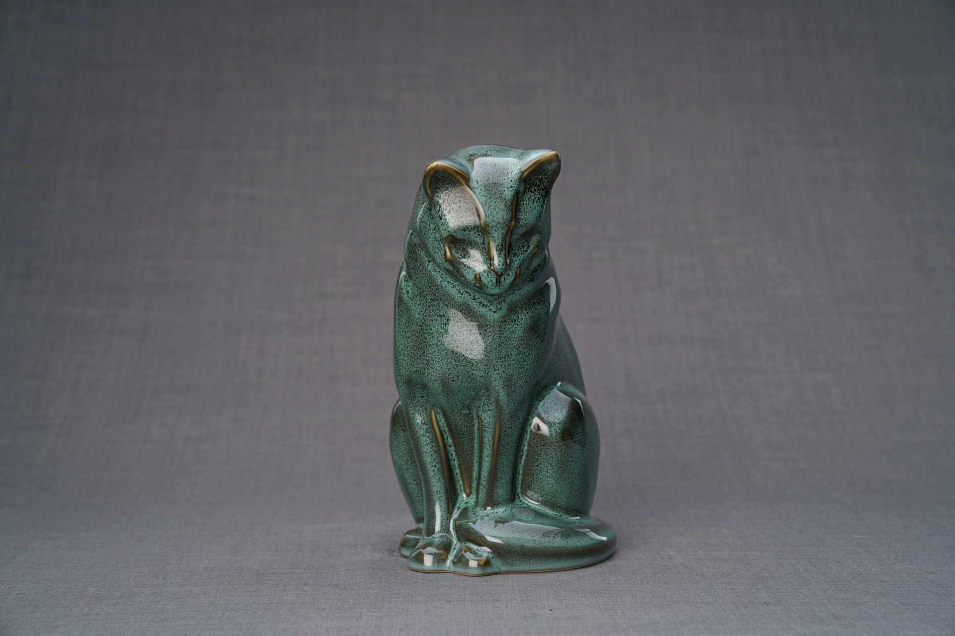 Pulvis Art Urns Oily Green Melange / Light "Neko" Pet Memorial Bundle - 4 pcs. | Handmade