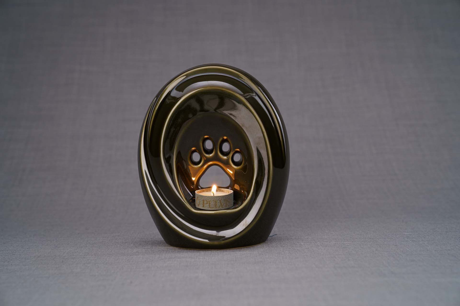 Pulvis Art Urns Oily Green / Light "Paw" Pet Memorial Bundle - 4 pcs. | Handmade