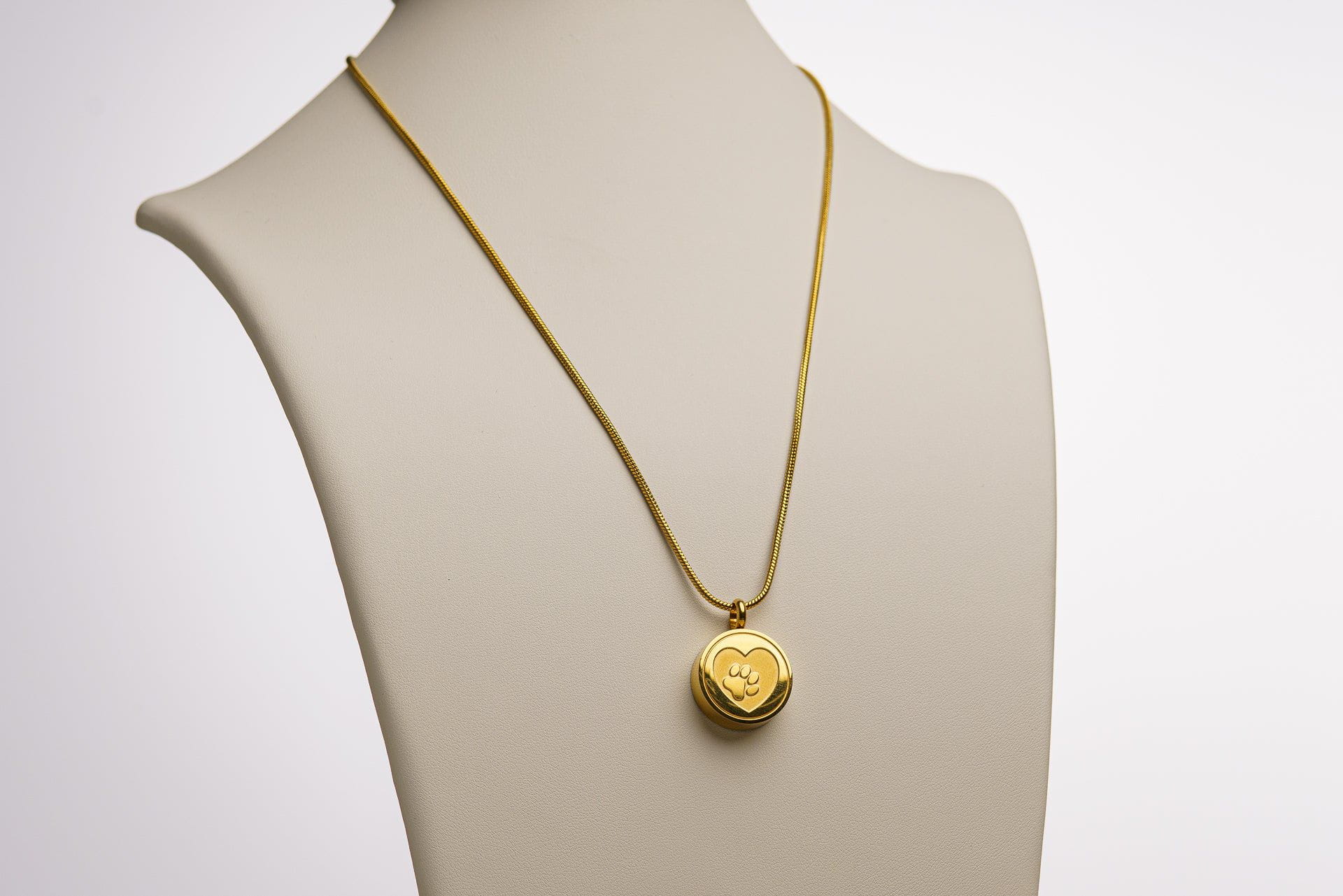 Pulvis Art Urns Pet Cremation Necklace – Paw | Stainless Steel | Memorial Jewelry | Gold Finish