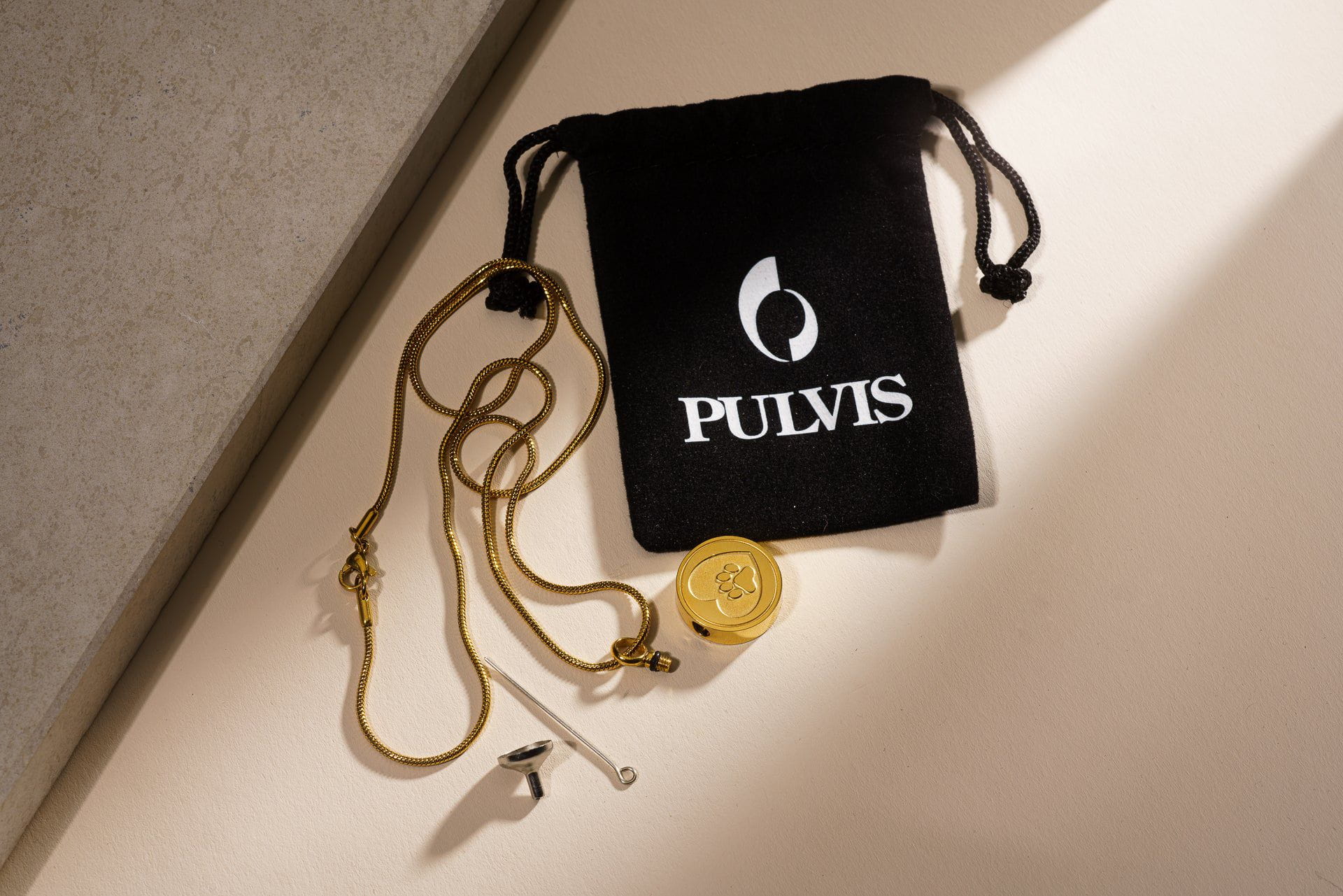 Pulvis Art Urns Pet Cremation Necklace – Paw | Stainless Steel | Memorial Jewelry | Black