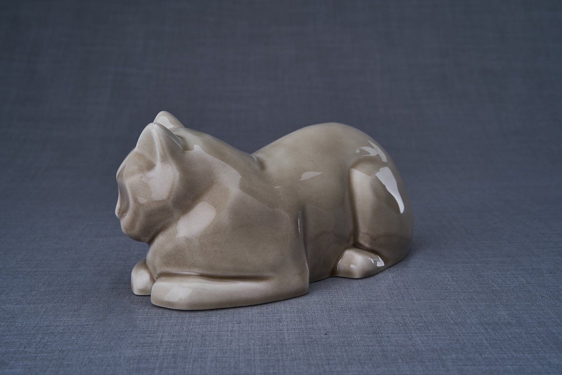 Cat Cremation Urn for Ashes - Beige Grey | Ceramic | Handmade
