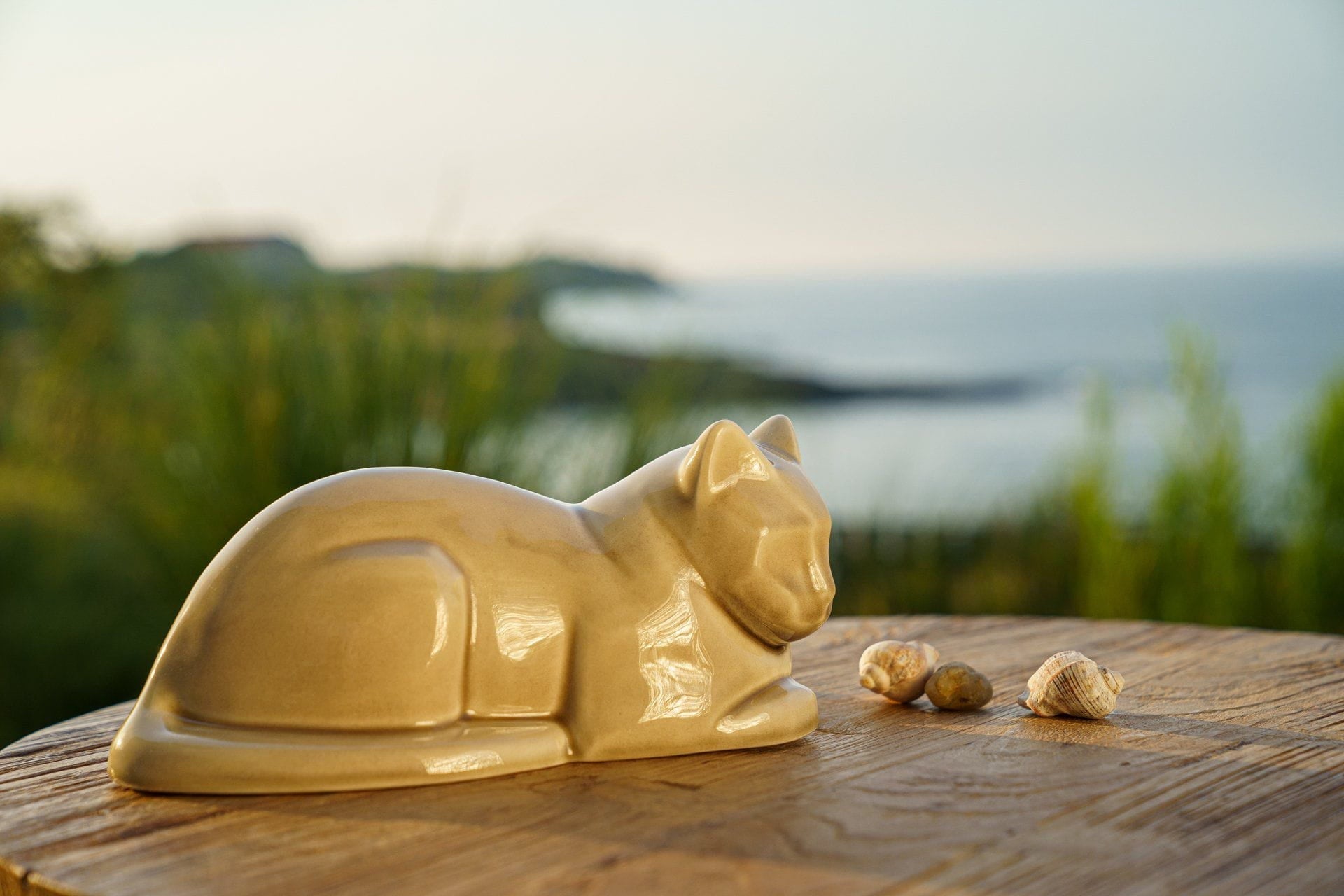 Cat Cremation Urn for Ashes - Dark Sand | Ceramic | Handmade