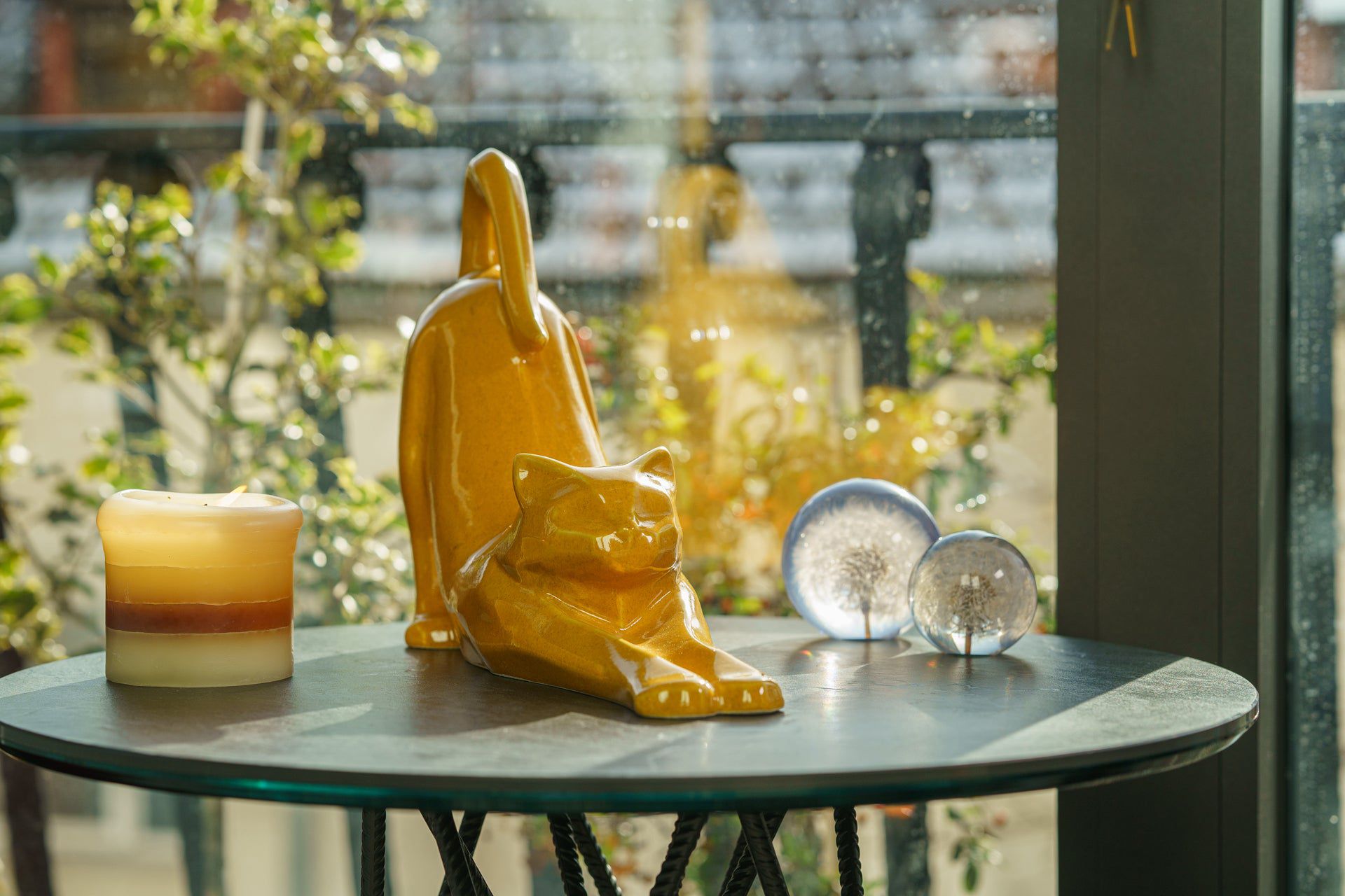 Cat Cremation Urn For Ashes "Grace" - Аmber Yellow | Ceramic
