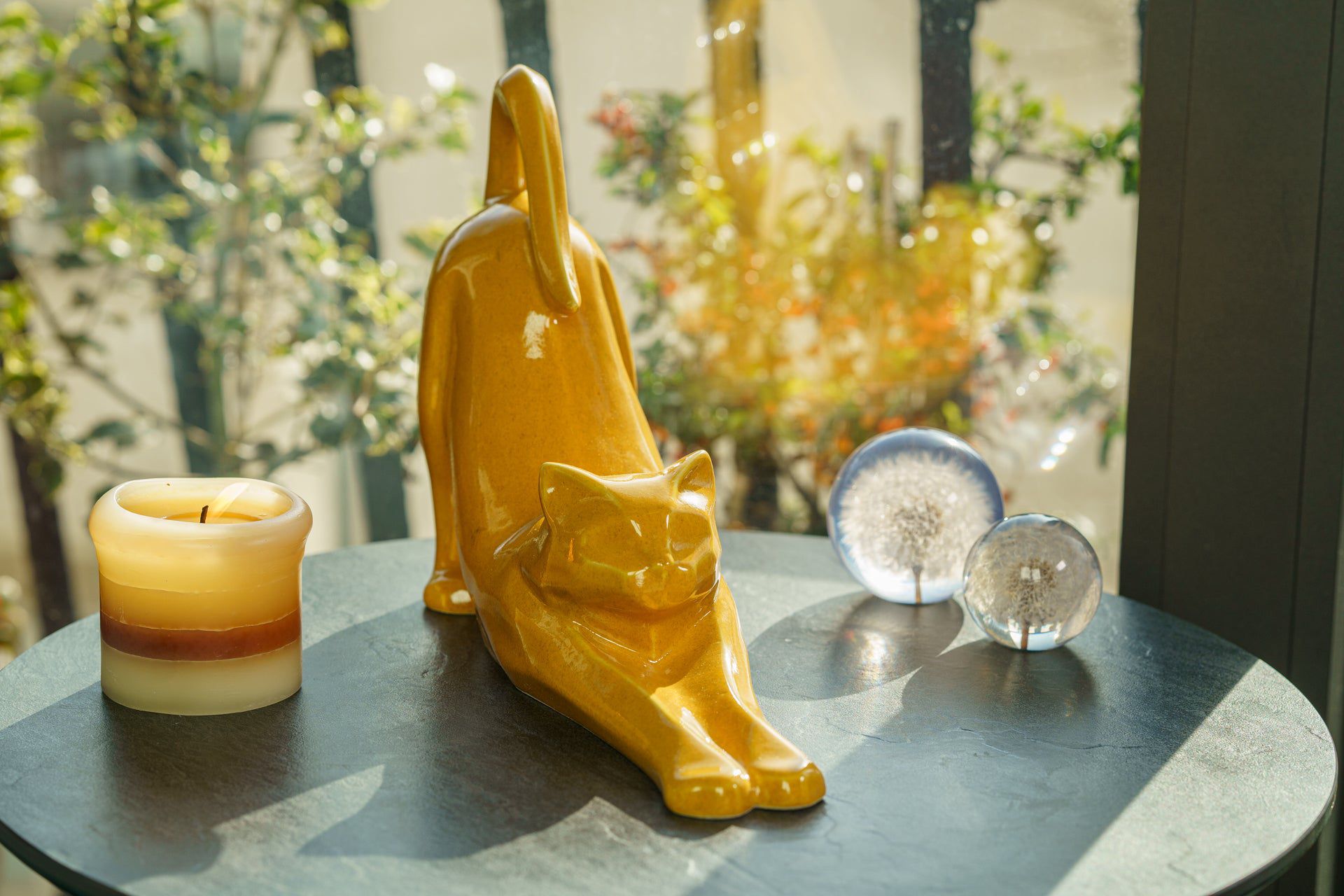 Cat Cremation Urn For Ashes "Grace" - Аmber Yellow | Ceramic