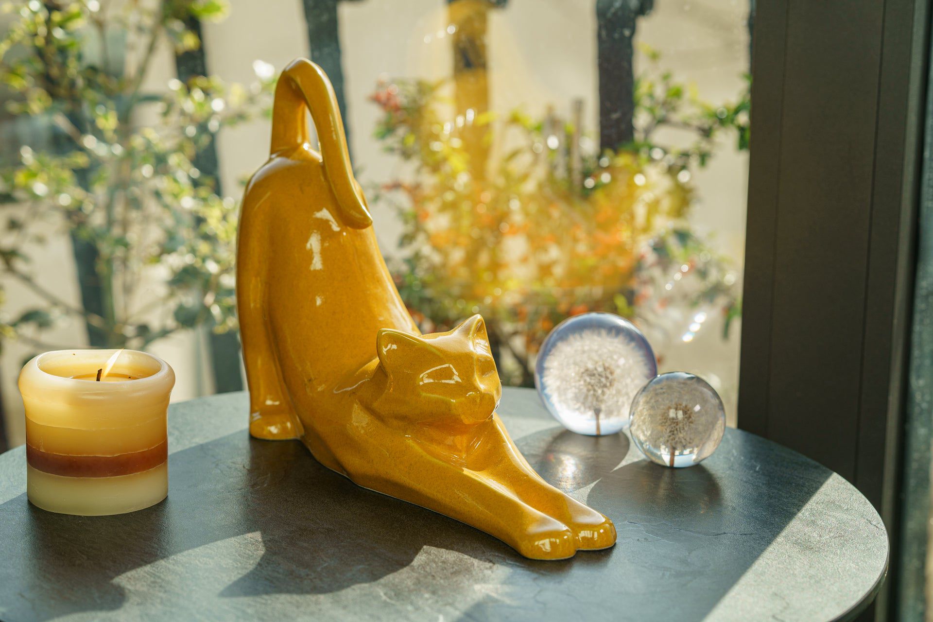 Cat Cremation Urn For Ashes "Grace" - Аmber Yellow | Ceramic