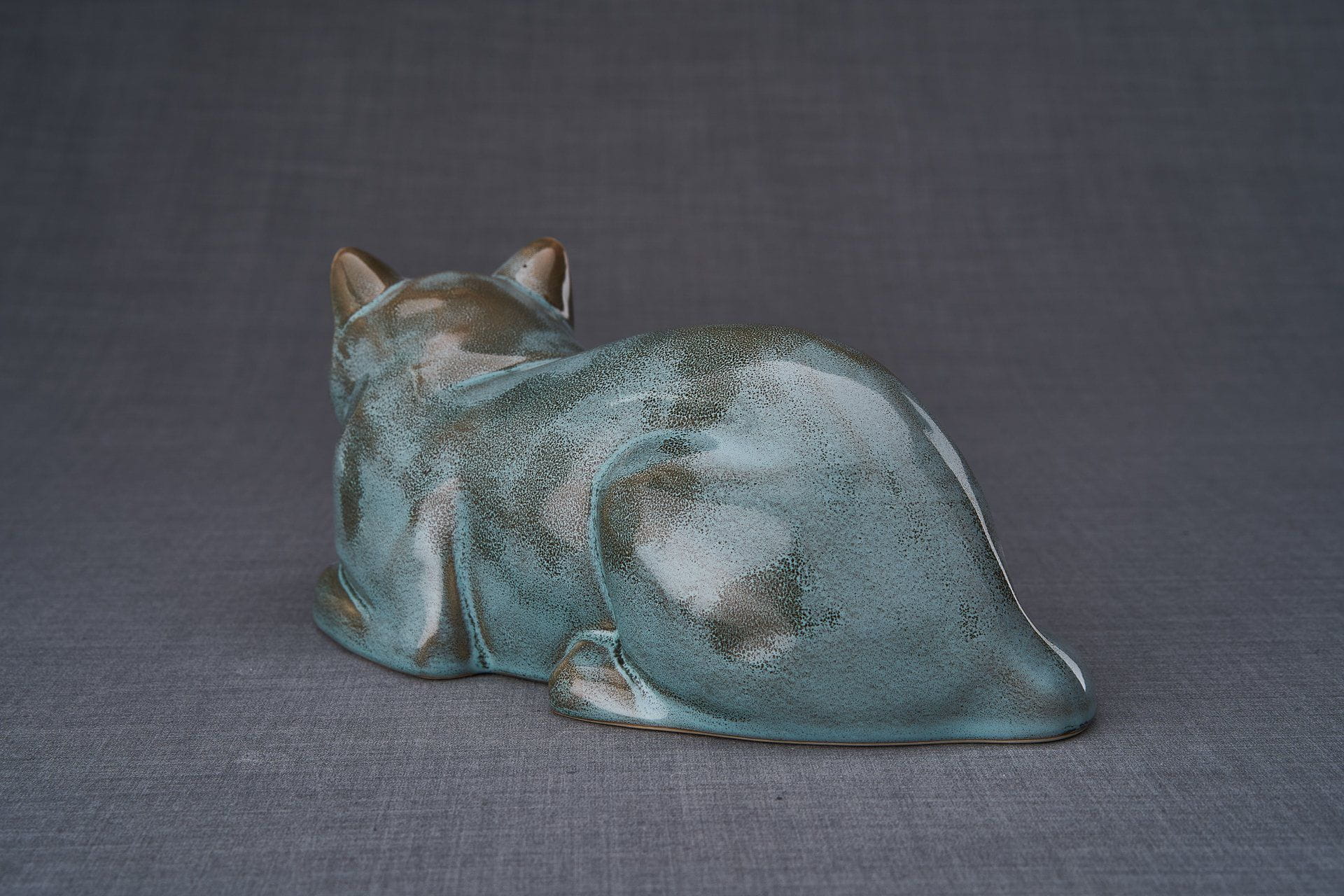 Cat Cremation Urn for Ashes - Oily Green Melange | Ceramic | Handmade