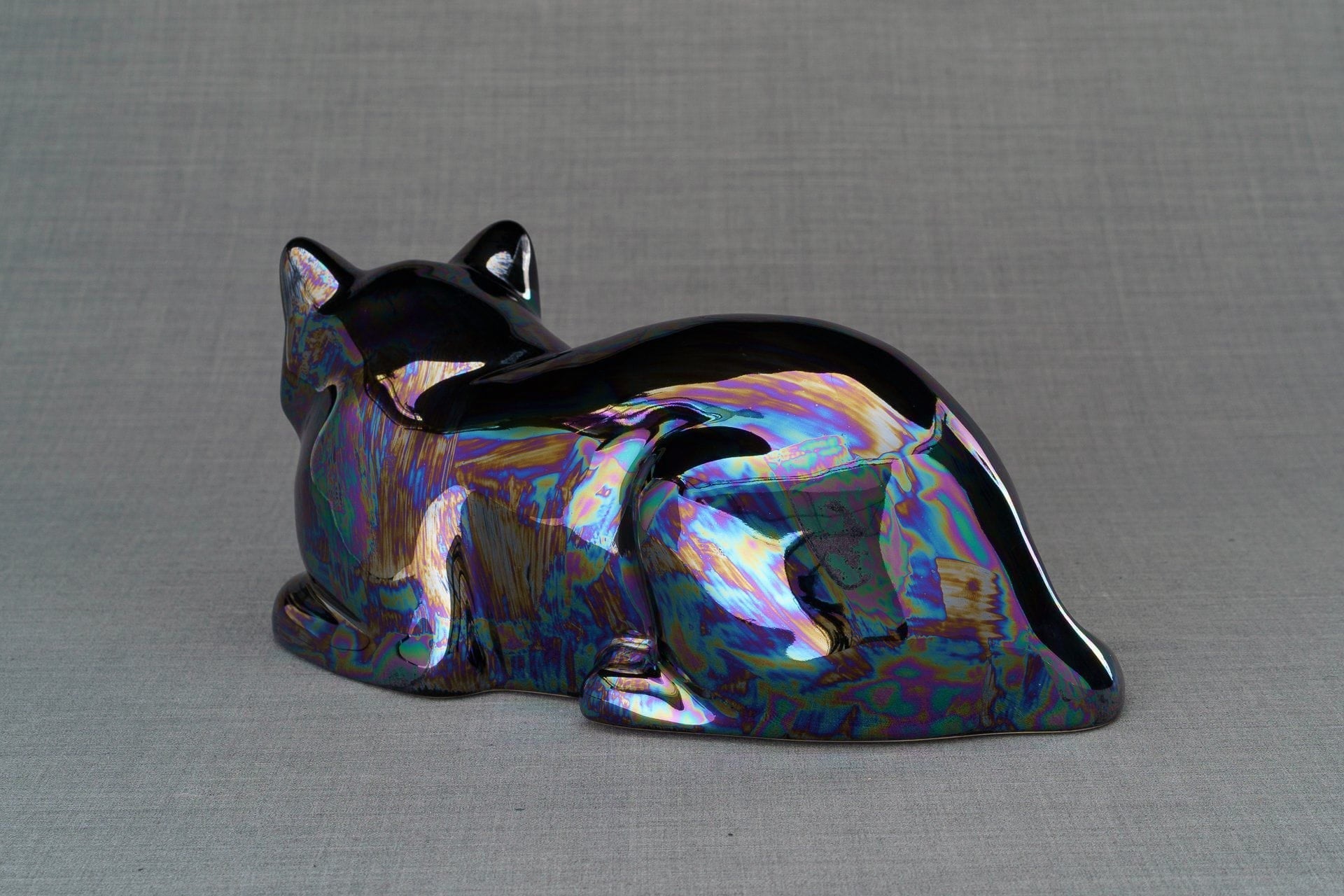 Pulvis Art Urns Pet Urn Cat Cremation Urn for Ashes - Rainbow Black | Ceramic | Handmade