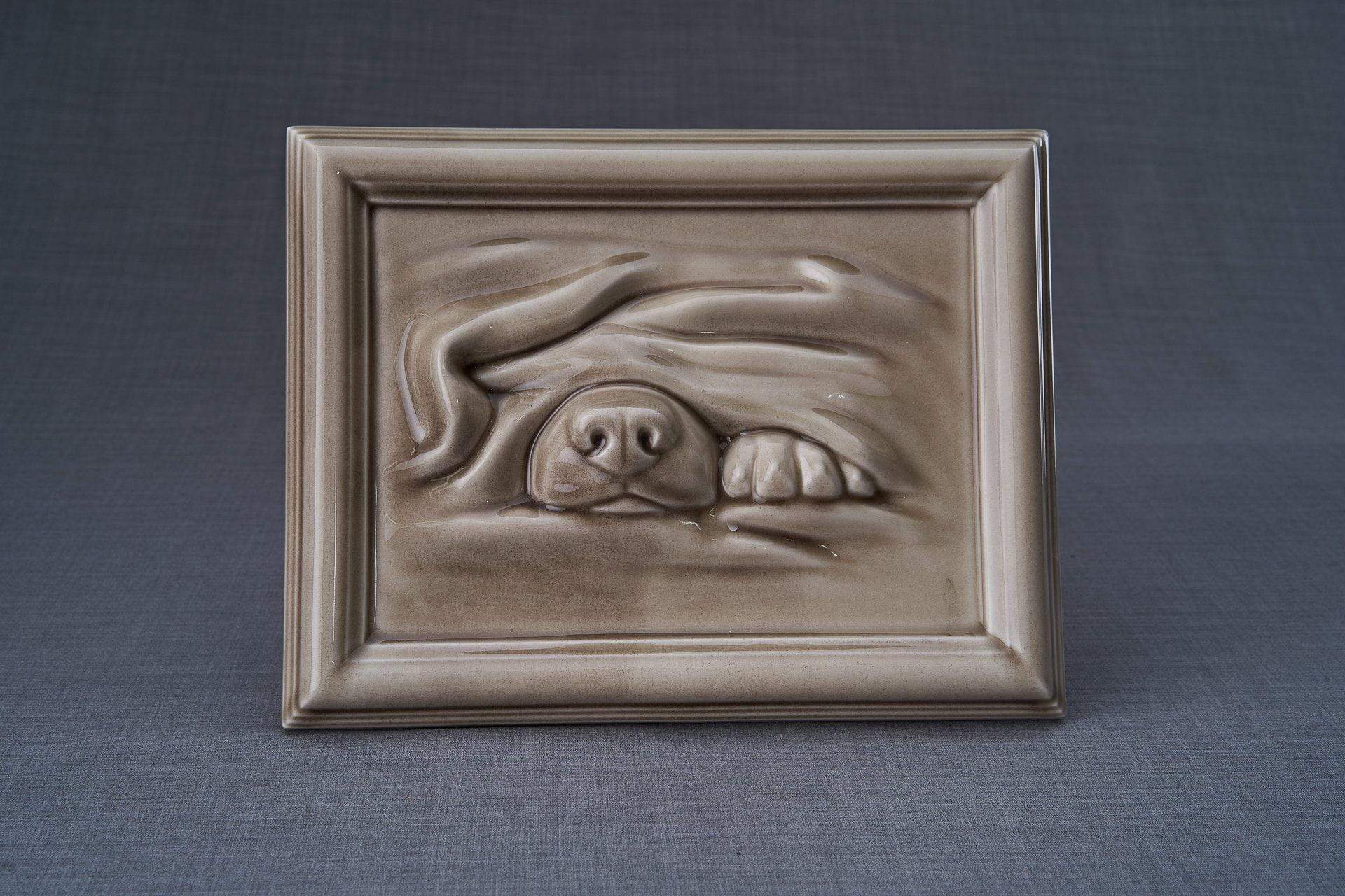 Dog Cremation Urn for Ashes - Beige Grey | Ceramic | Handmade