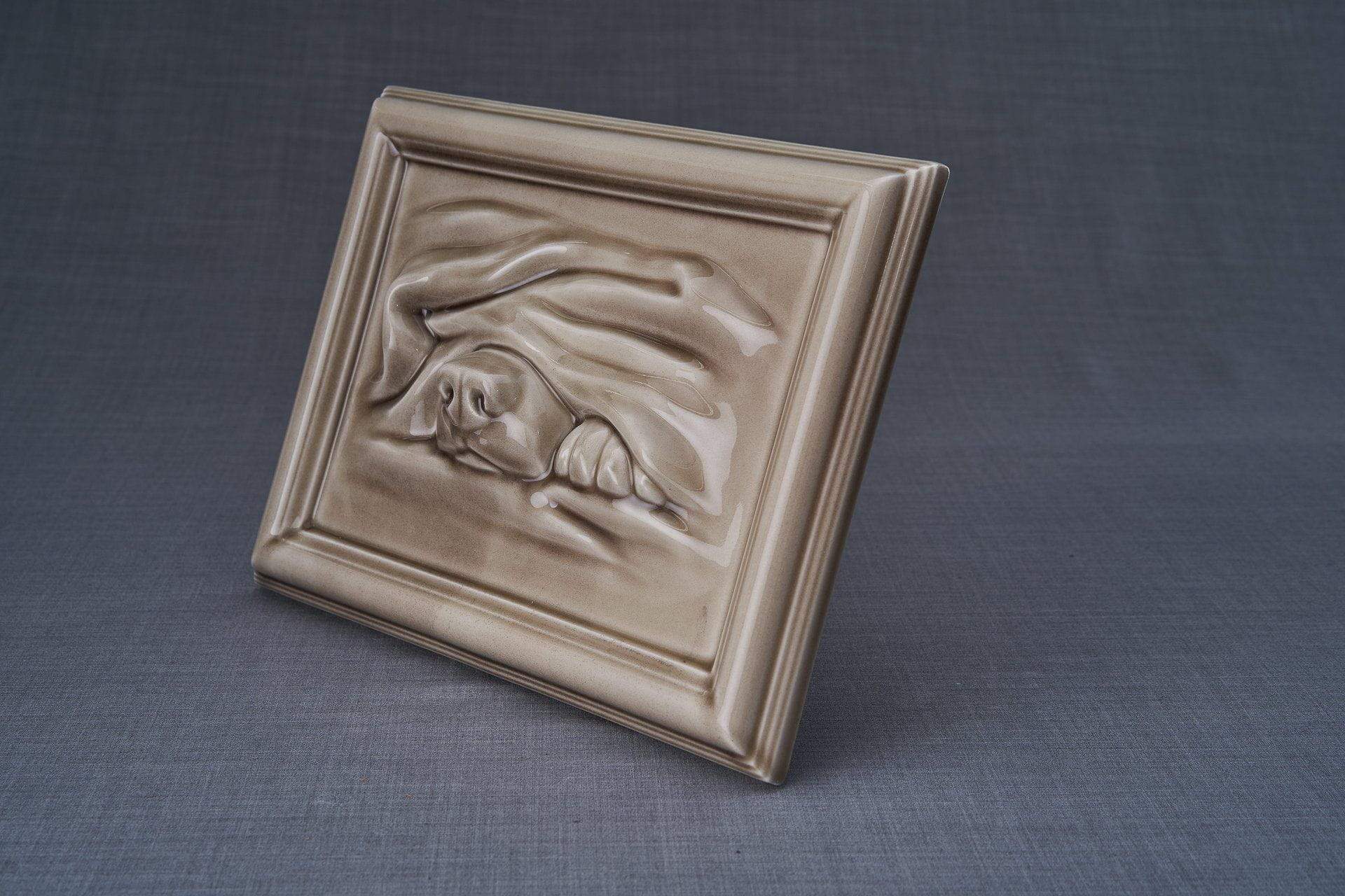 Dog Cremation Urn for Ashes - Beige Grey | Ceramic | Handmade