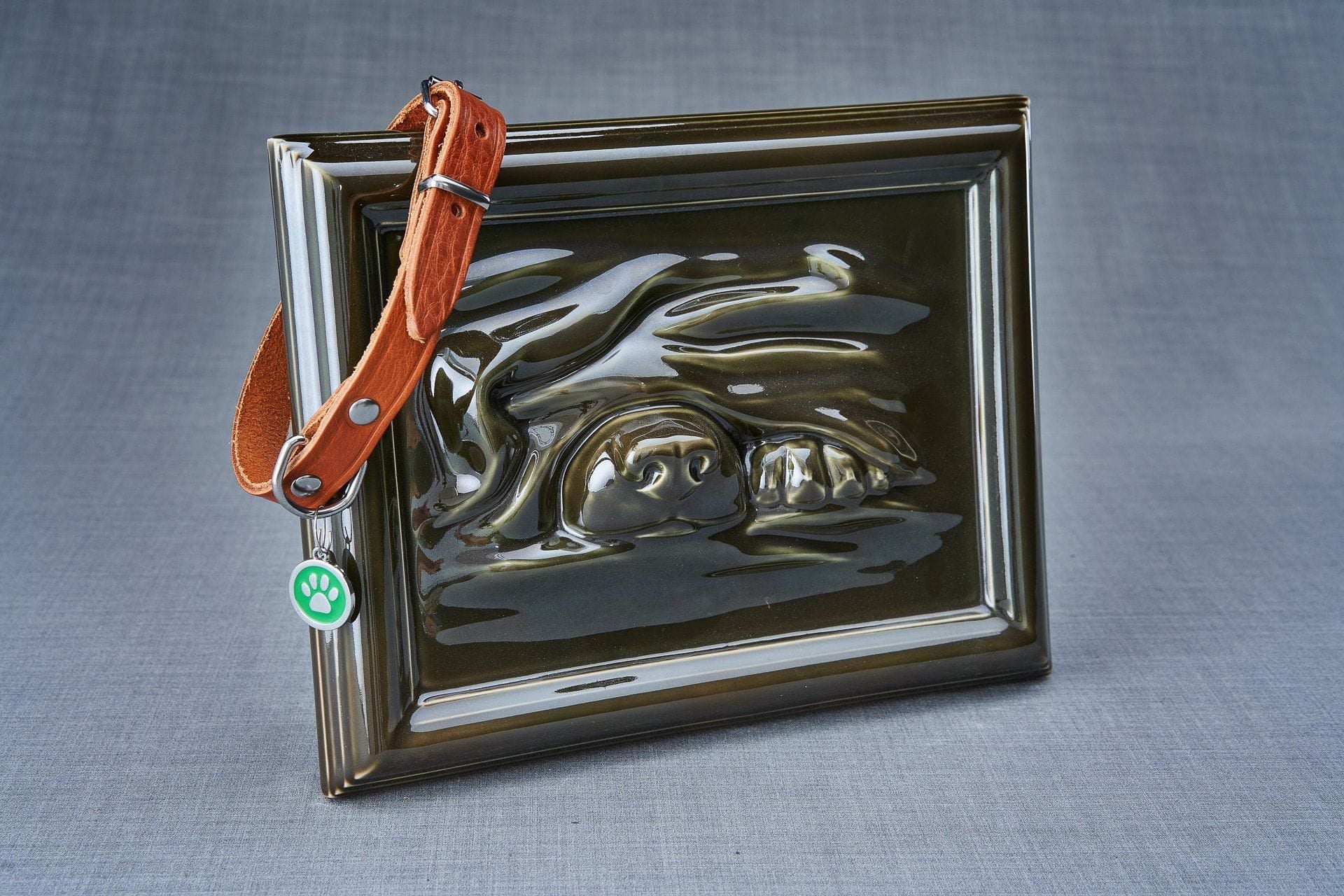 Dog Cremation Urn for Ashes - Oily Green | Ceramic | Handmade