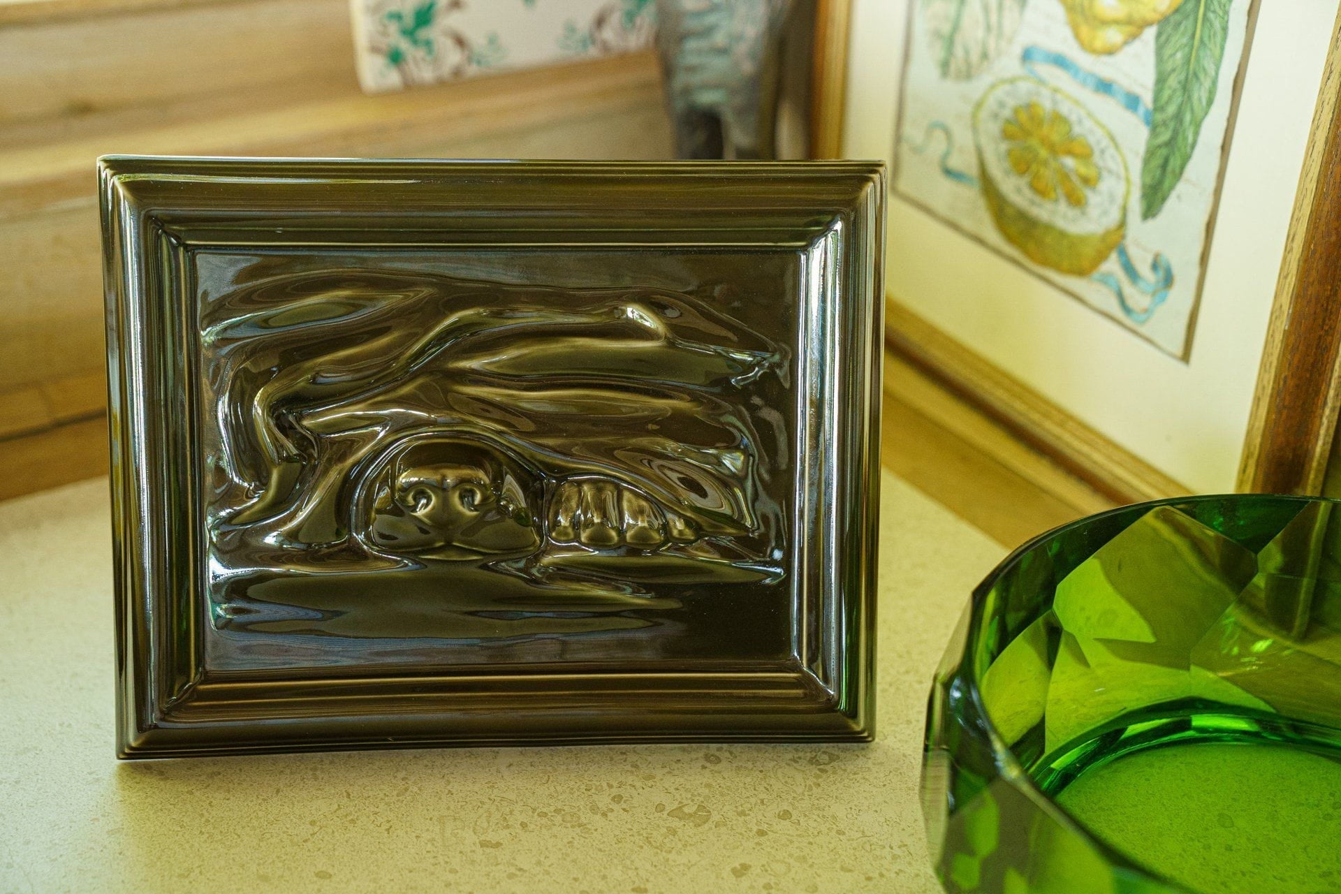 Dog Cremation Urn for Ashes - Oily Green | Ceramic | Handmade