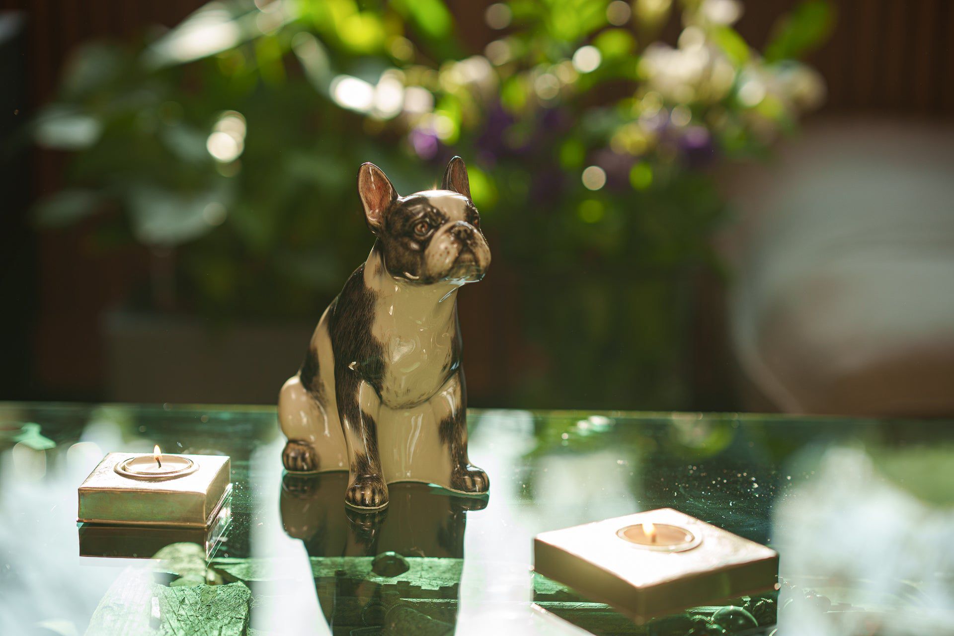 Pulvis Art Urns Pet Urn French Bulldog Pet Urn - Black and White Decorated Urn