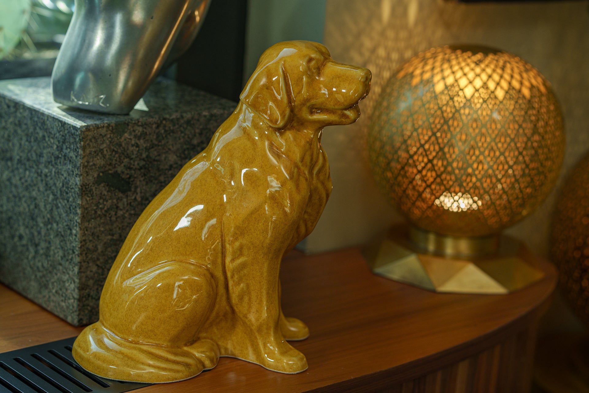Pulvis Art Urns Pet Urn Golden Retriever Pet Urn - Yellow | Ceramic Urn