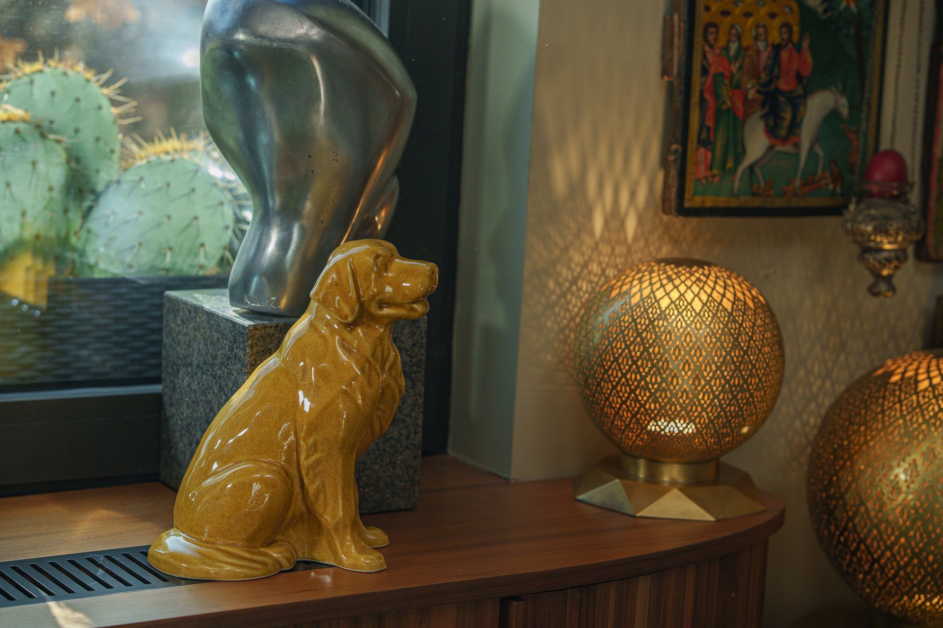 Pulvis Art Urns Pet Urn Golden Retriever Pet Urn - Yellow | Ceramic Urn