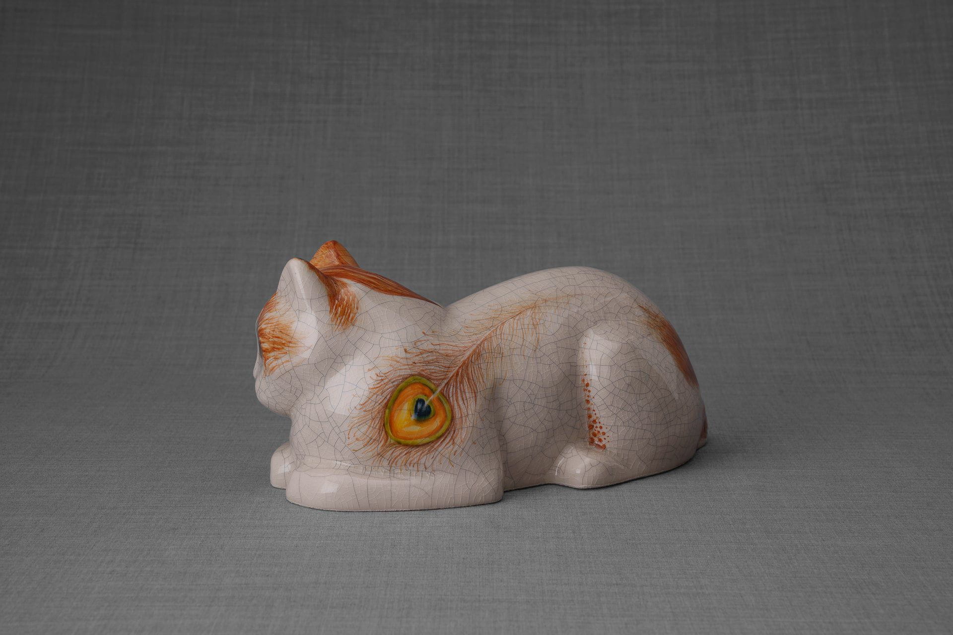 Pulvis Art Urns Pet Urn Hand Decorated Cat Urn for Ashes "Feathers" - Ceramic | Handmade
