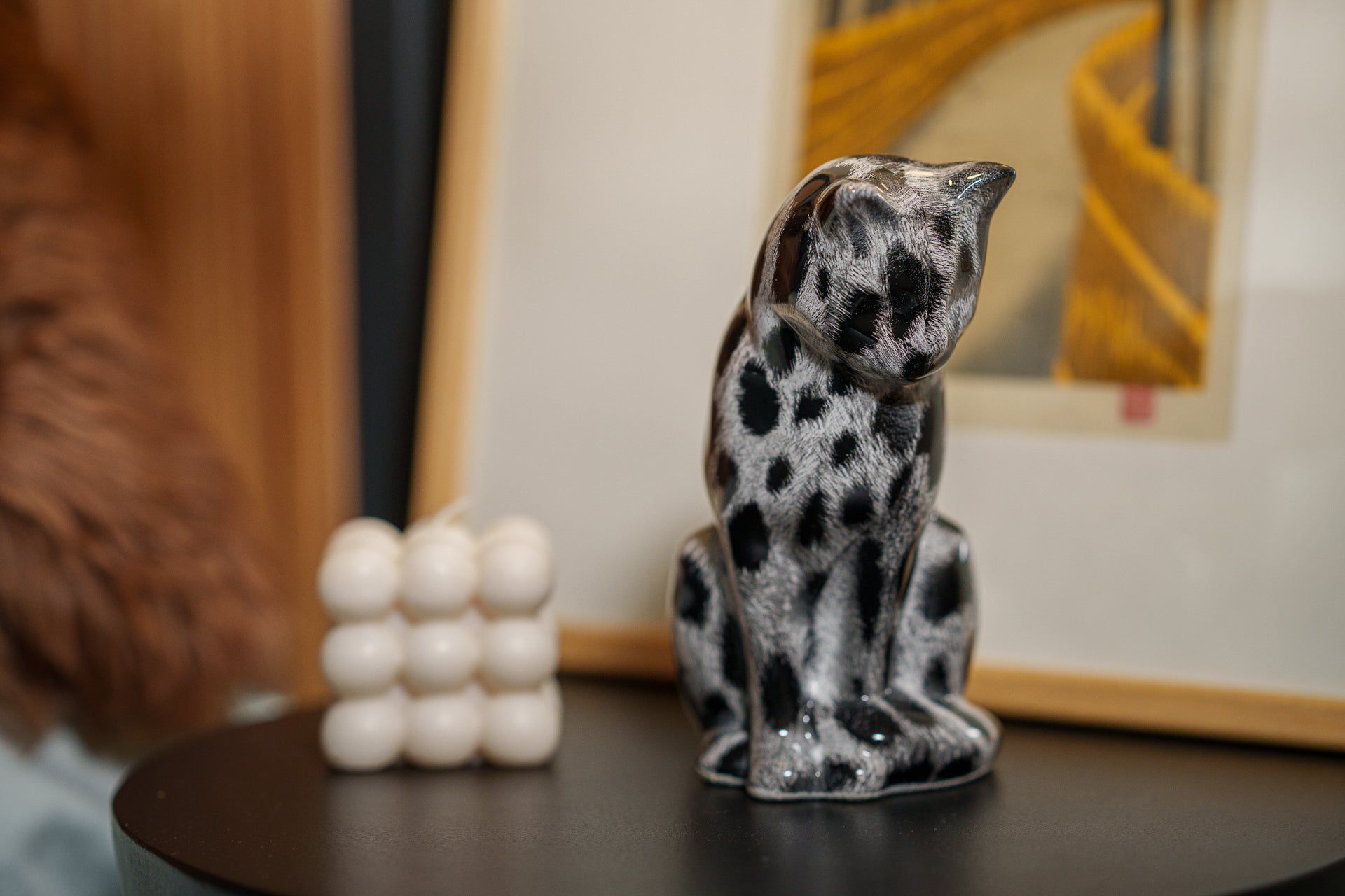 Pulvis Art Urns Pet Urn HydroGraphics Mini Pet Urn "Neko" | Spotted White | Ceramic