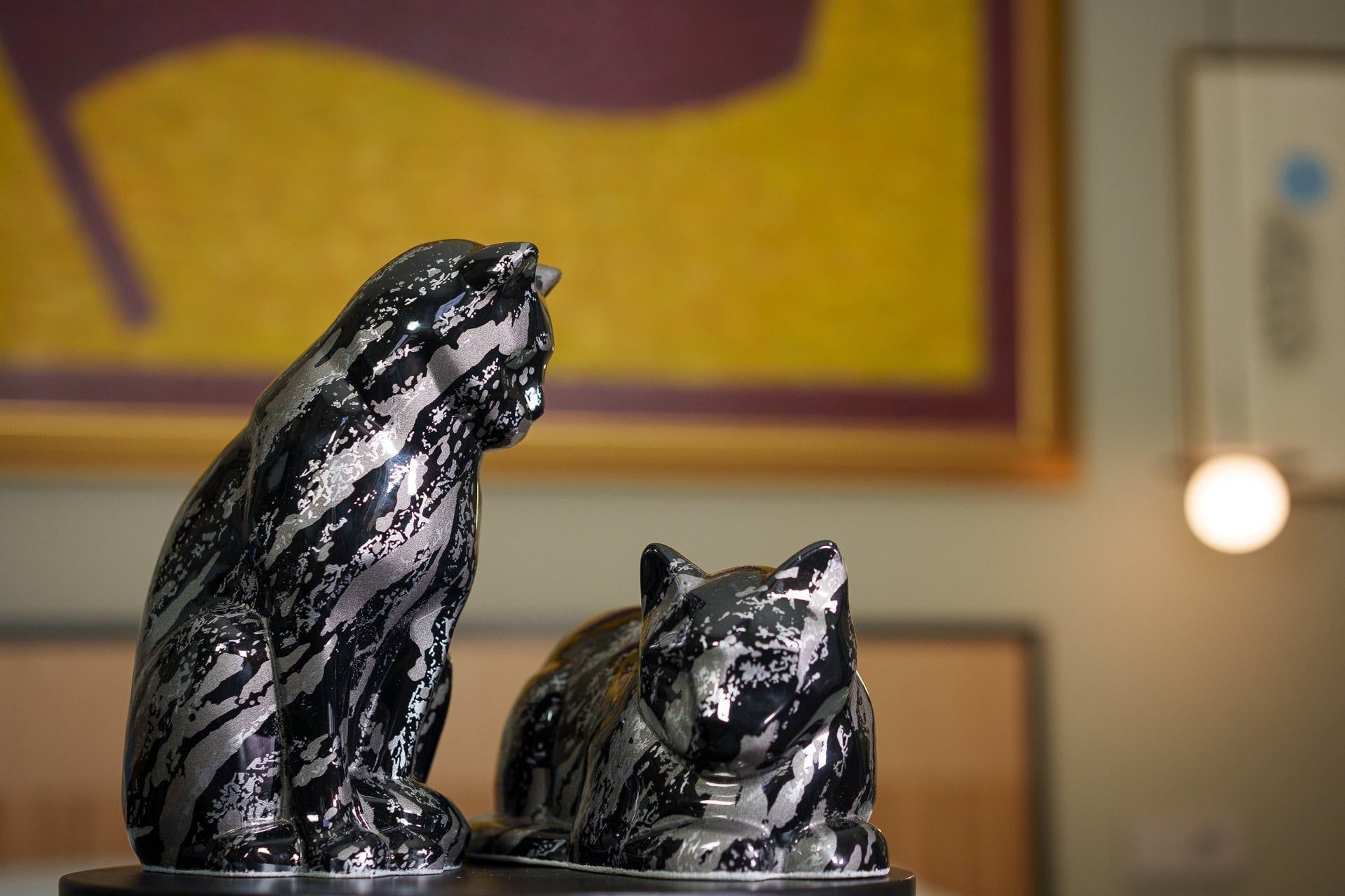 Pulvis Art Urns Pet Urn HydroGraphics Pet Urn For Cat | Mixed Gray | Ceramic