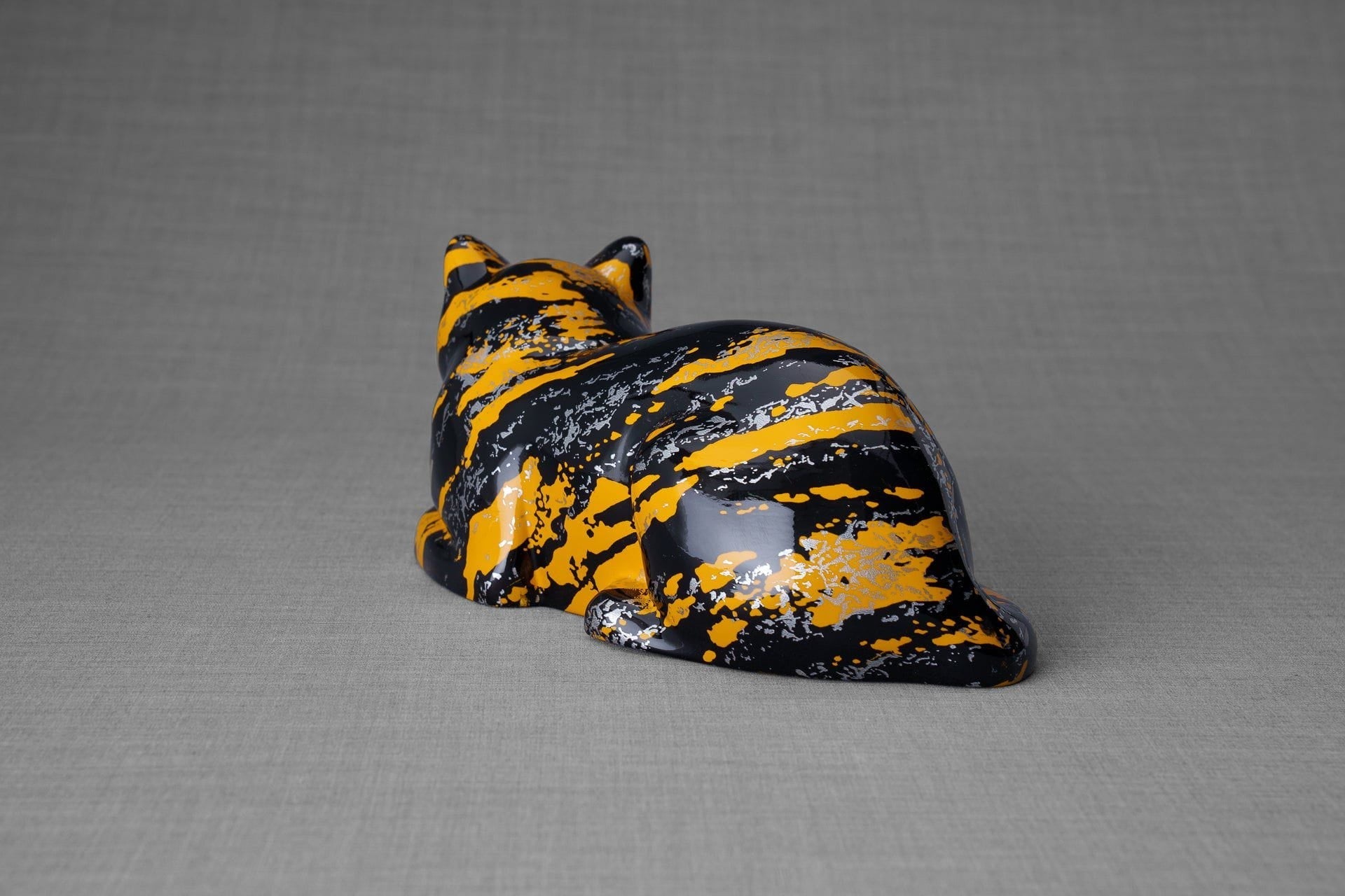 Pulvis Art Urns Pet Urn HydroGraphics Pet Urn For Cat | Mixed Yellow | Ceramic