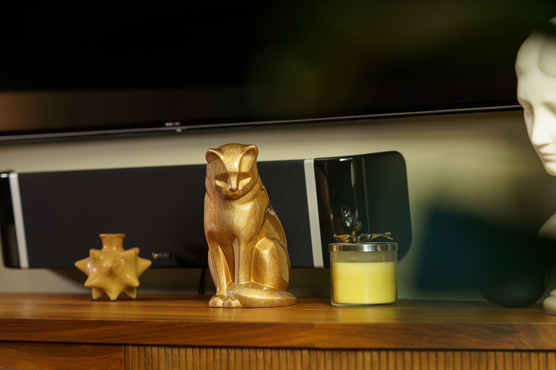 Pulvis Art Urns Pet Urn HydroGraphics Pet Urn "Neko - Gold" - Ceramic | Hydro Dipping