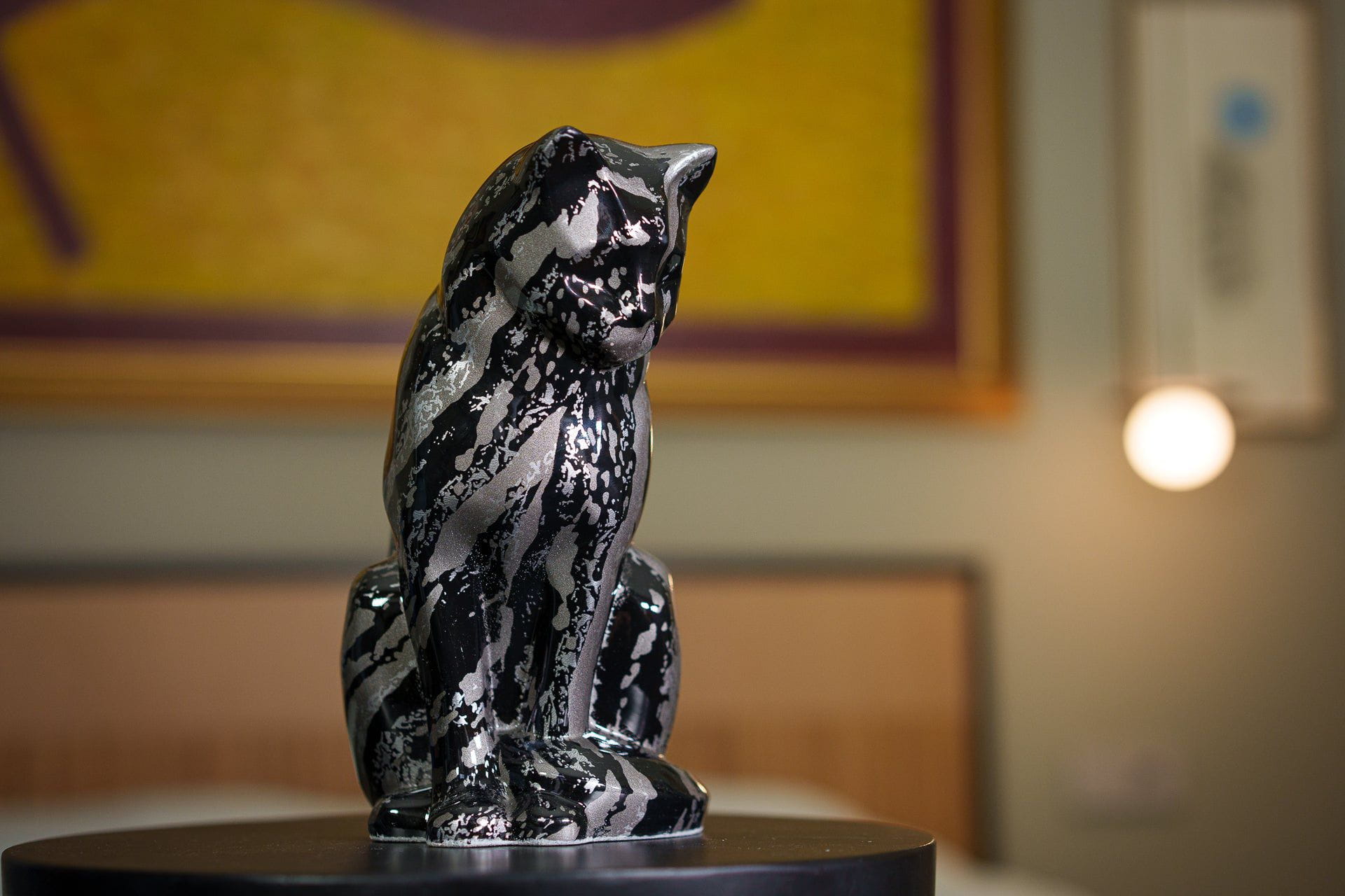 Pulvis Art Urns Pet Urn HydroGraphics Pet Urn "Neko" | Mixed Gray | Ceramic