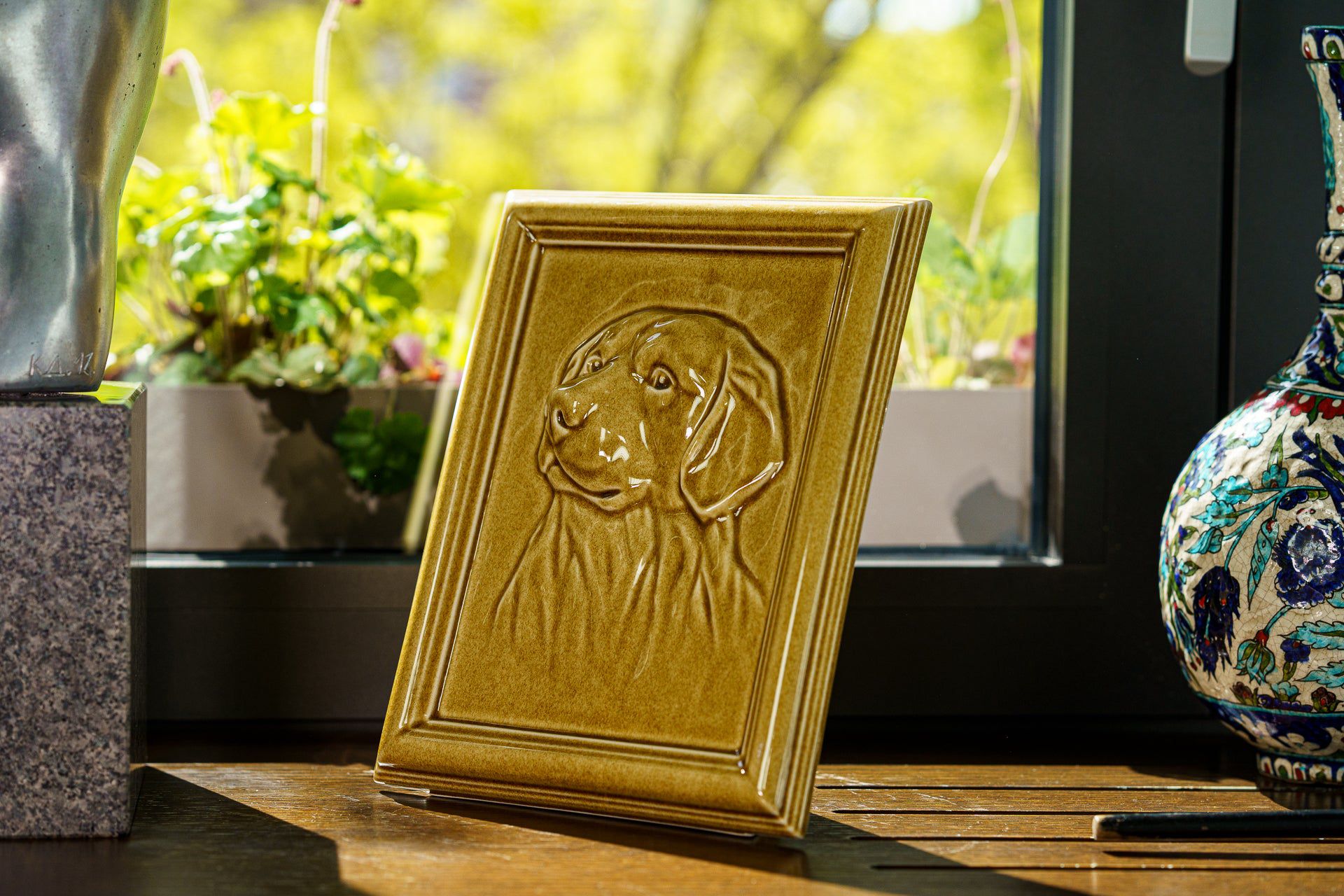 Pulvis Art Urns Pet Urn Labrador Pet Urn for Ashes - Amber Yellow | Ceramic | Handmade