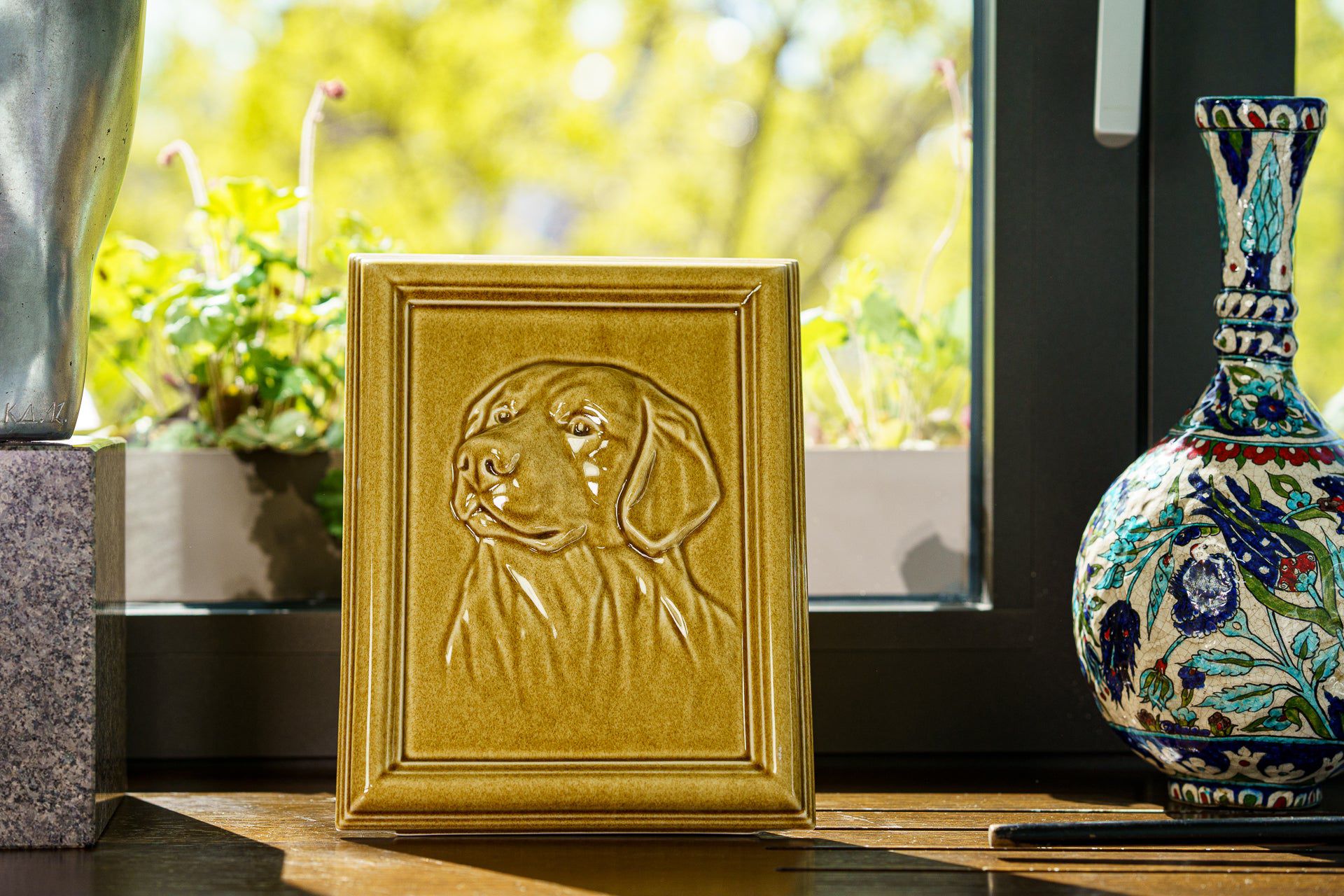 Pulvis Art Urns Pet Urn Labrador Pet Urn for Ashes - Amber Yellow | Ceramic | Handmade