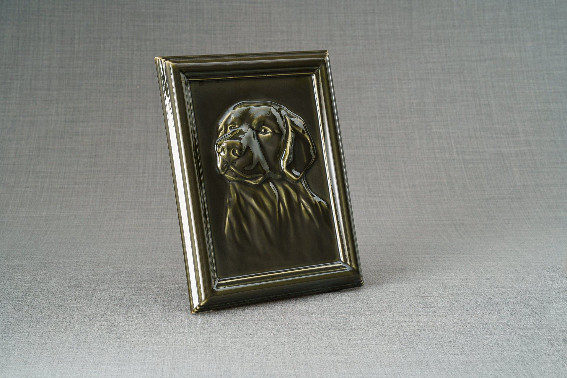 Pulvis Art Urns Pet Urn Labrador Pet Urn for Ashes - Oily Green | Ceramic | Handmade