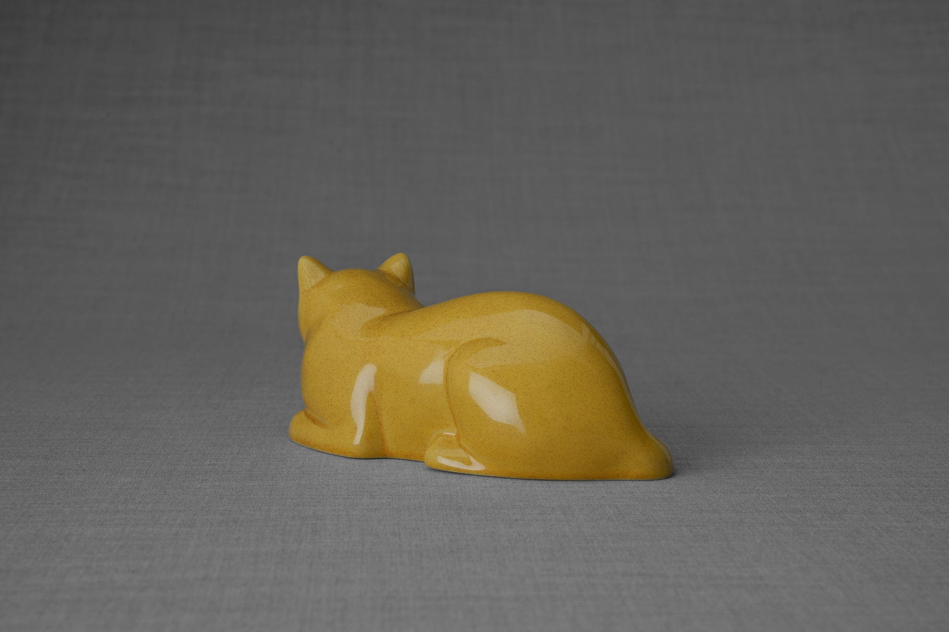 Pulvis Art Urns Pet Urn Mini Laying Cat Cremation Urn - Amber Yellow| Ceramic