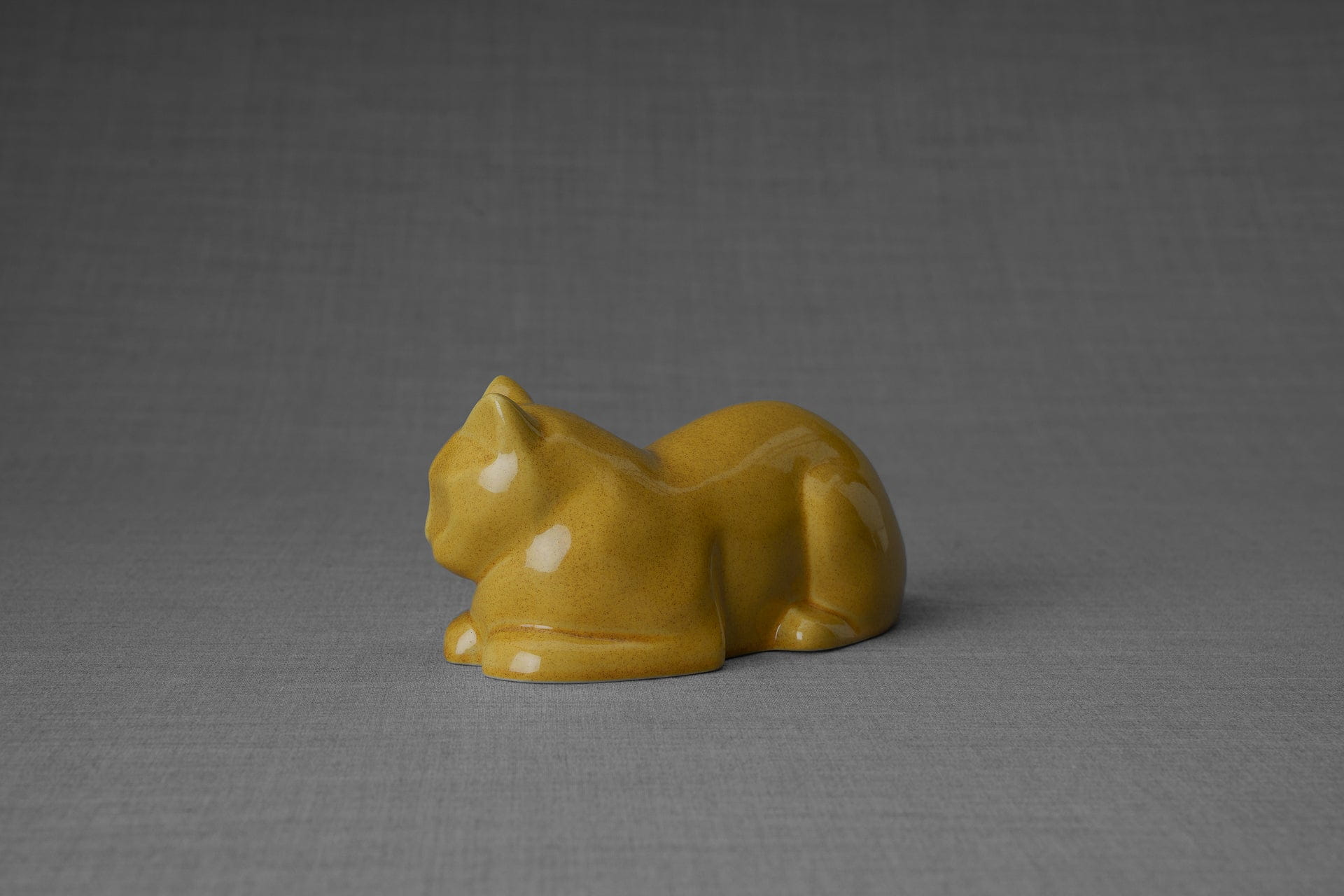 Pulvis Art Urns Pet Urn Mini Laying Cat Cremation Urn - Amber Yellow| Ceramic