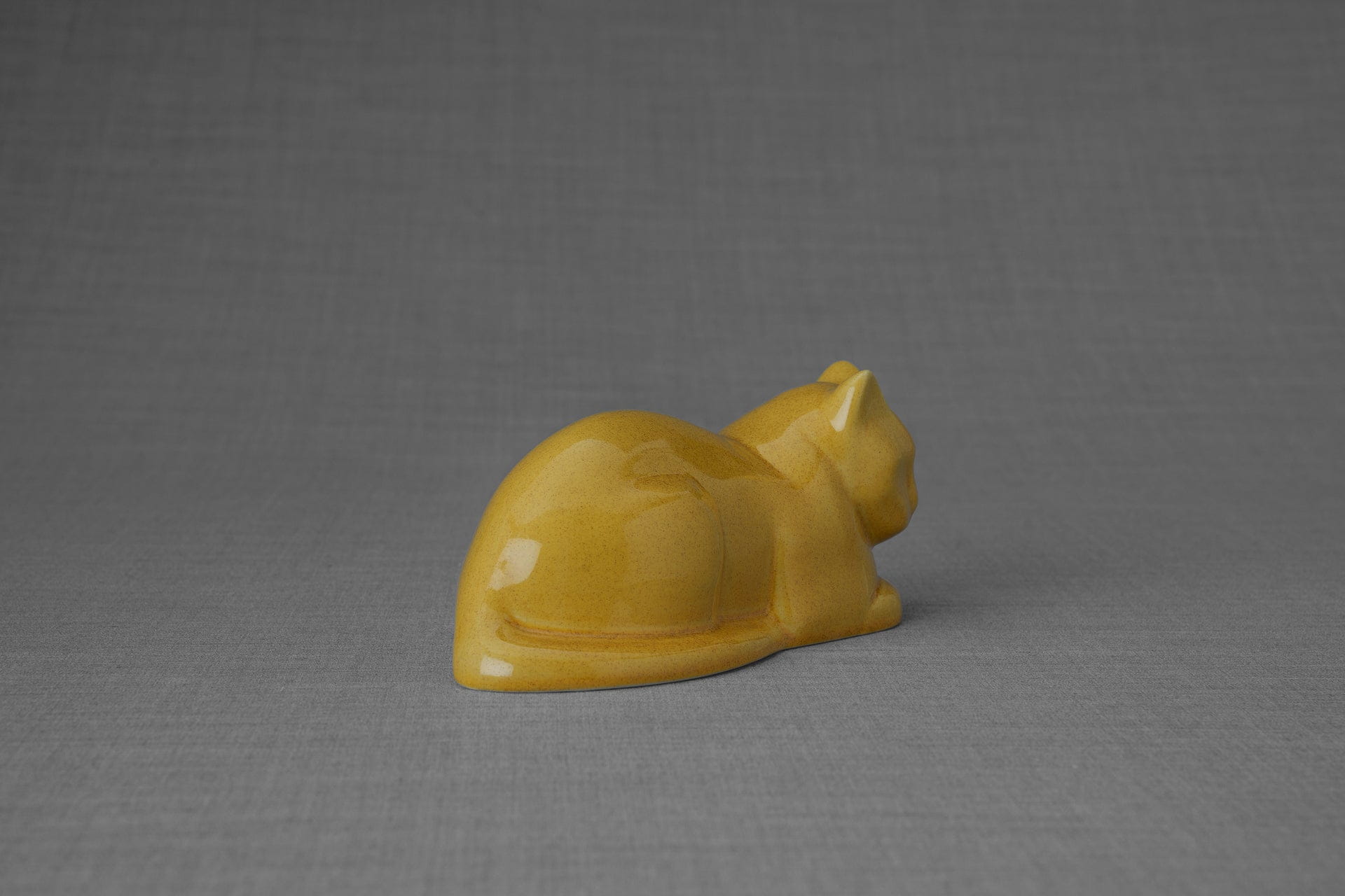 Pulvis Art Urns Pet Urn Mini Laying Cat Cremation Urn - Amber Yellow| Ceramic