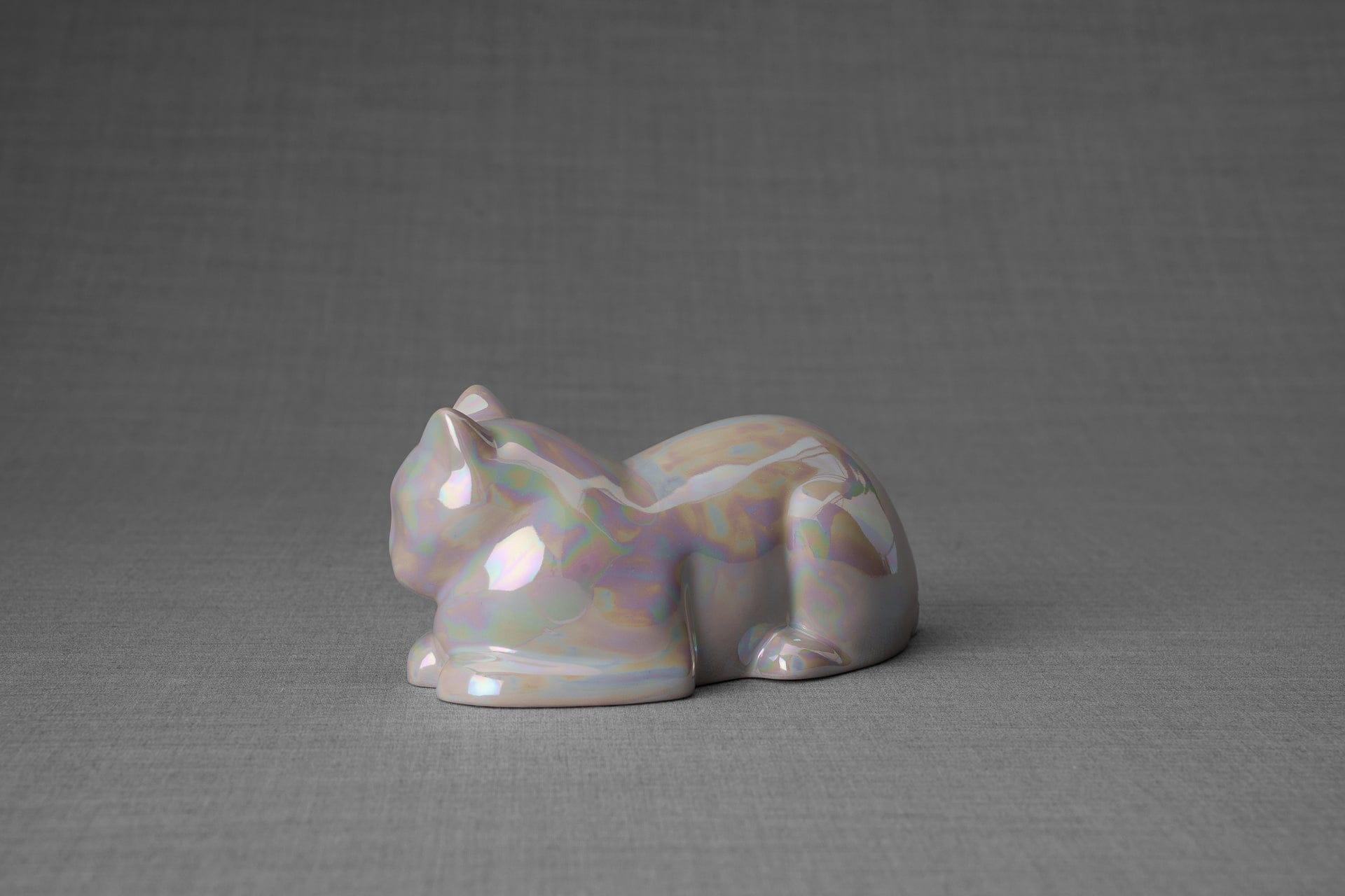 Pulvis Art Urns Pet Urn Mini Laying Cat Cremation Urn - Pearly White | Ceramic