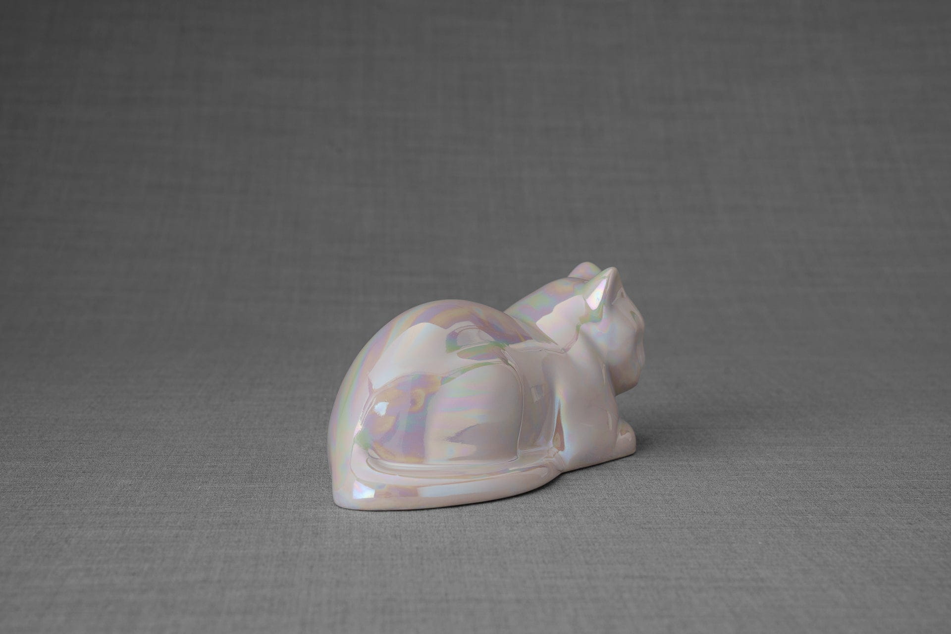 Pulvis Art Urns Pet Urn Mini Laying Cat Cremation Urn - Pearly White | Ceramic