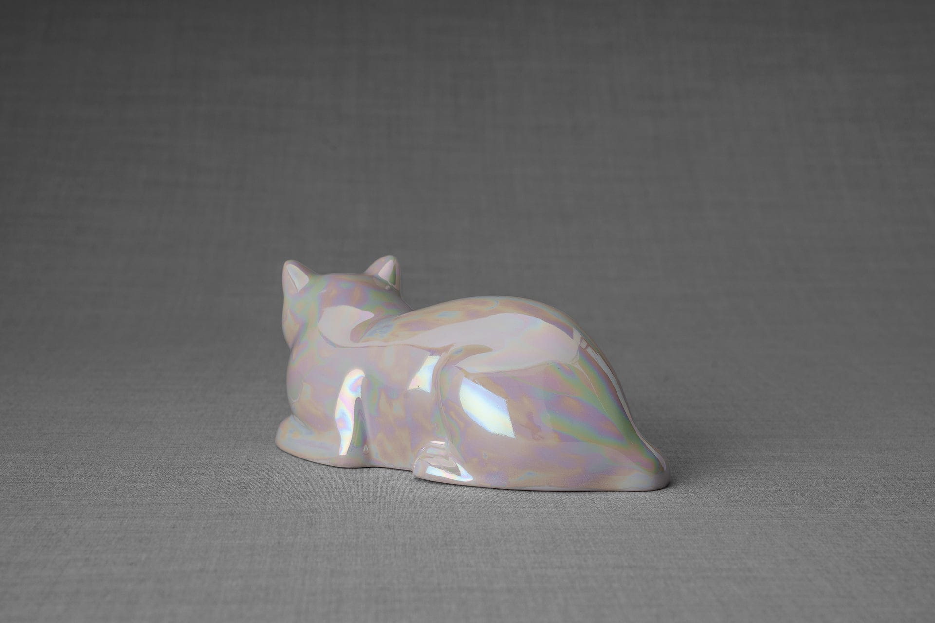 Pulvis Art Urns Pet Urn Mini Laying Cat Cremation Urn - Pearly White | Ceramic