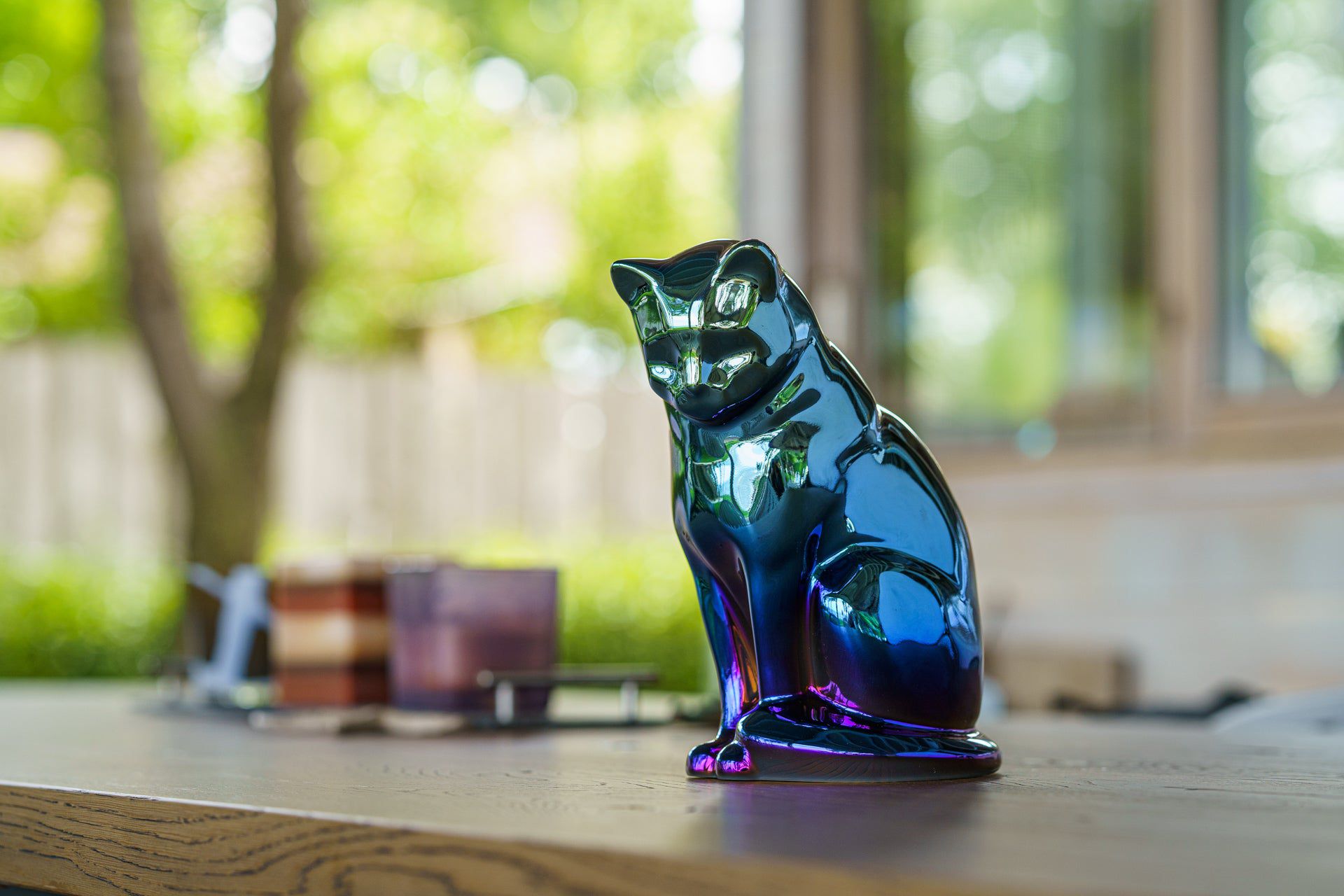 Pulvis Art Urns Pet Urn Neko Pet Urn for Ashes - Glossy Blue | Ceramic | Handmade