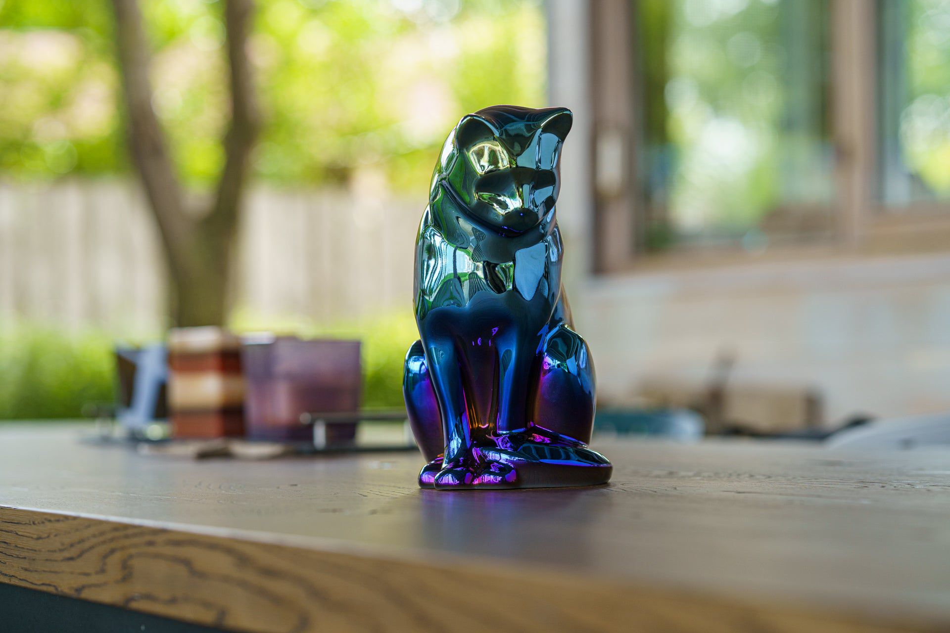 Pulvis Art Urns Pet Urn Neko Pet Urn for Ashes - Glossy Blue | Ceramic | Handmade