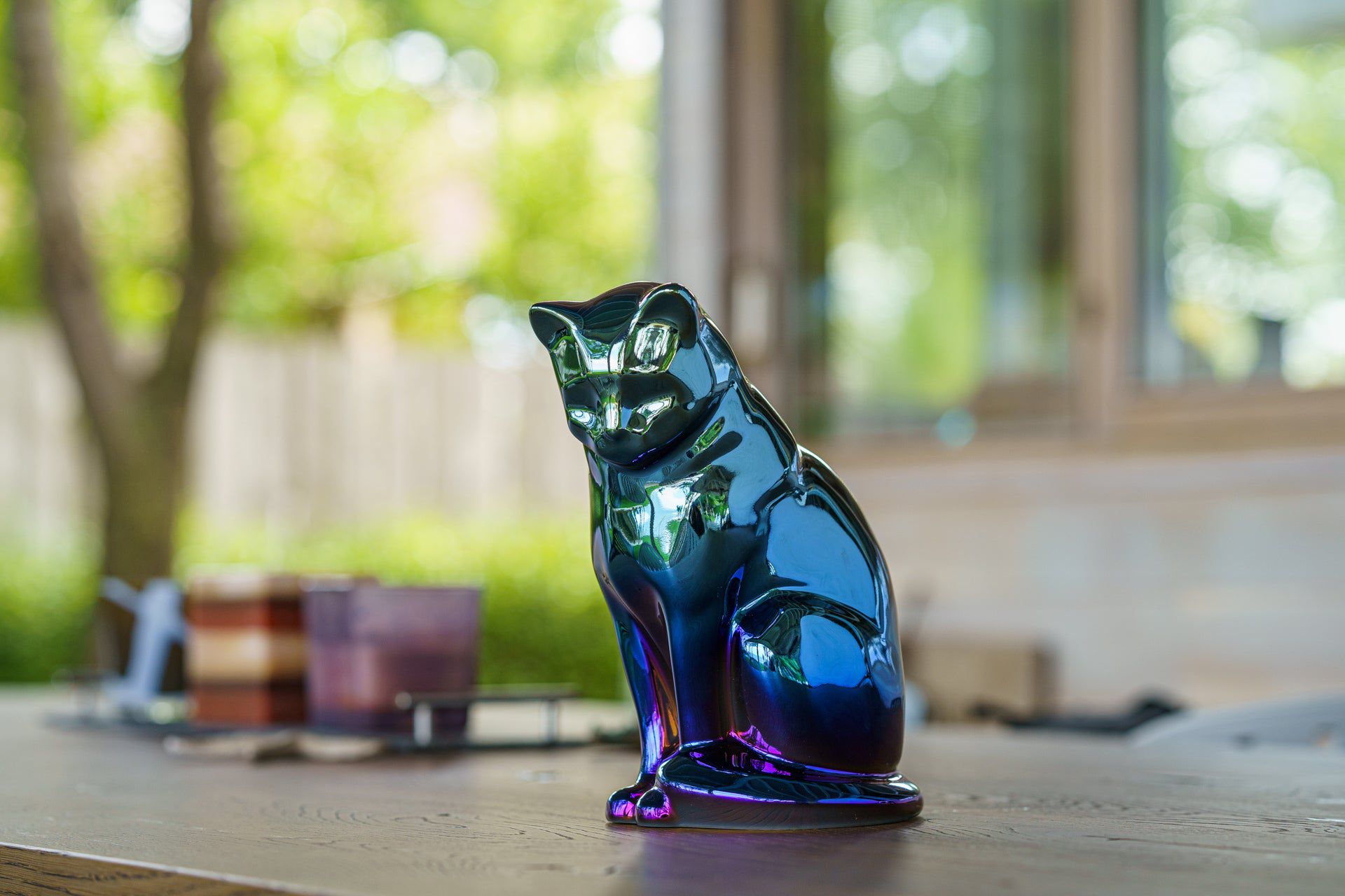 Pulvis Art Urns Pet Urn Neko Pet Urn for Ashes - Glossy Blue | Ceramic | Handmade
