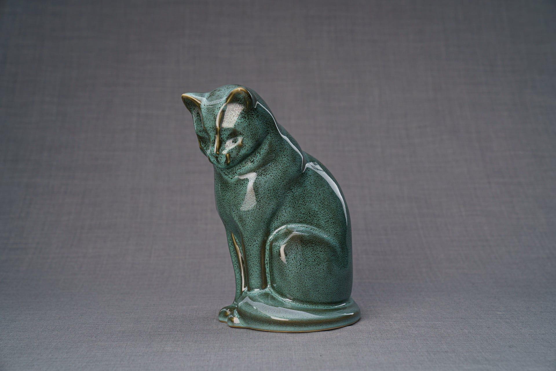 Pulvis Art Urns Pet Urn Neko Pet Urn for Ashes - Oily Green Melange | Ceramic | Handmade