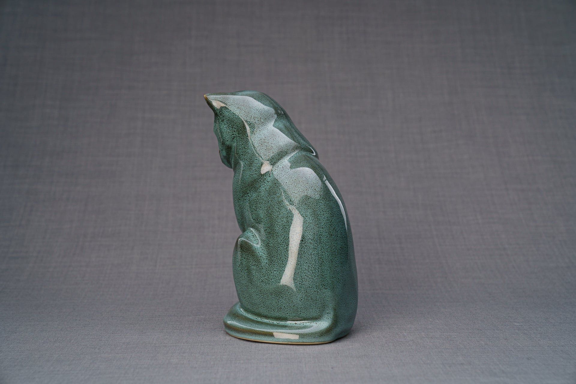 Pulvis Art Urns Pet Urn Neko Pet Urn for Ashes - Oily Green Melange | Ceramic | Handmade